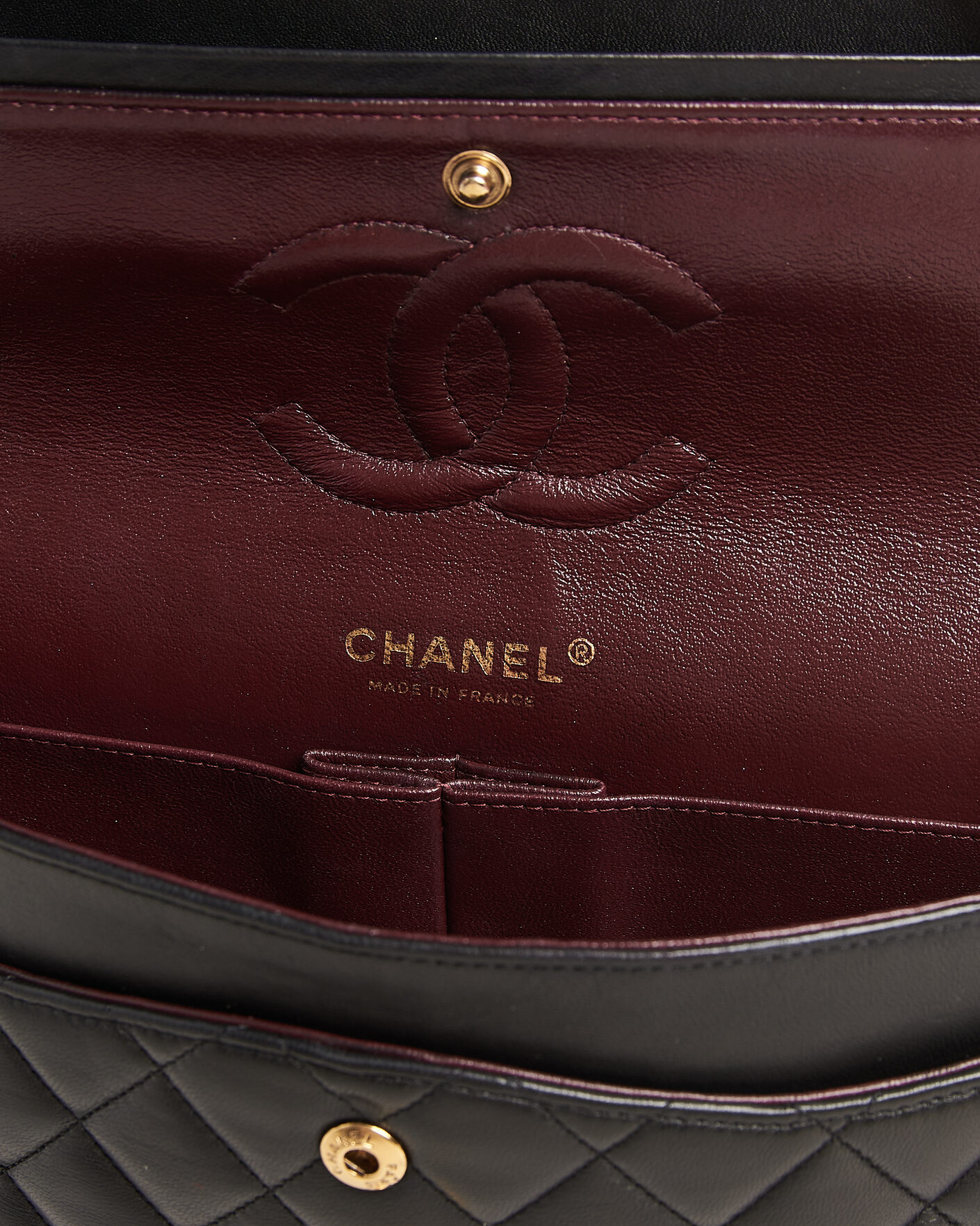 Men | Chanel Pre-Owned Classic Medium Double Flap Bag Lambskin Black | Chanel Pre-Owned | Classic Medium Double Flap Bag Lambskin Black