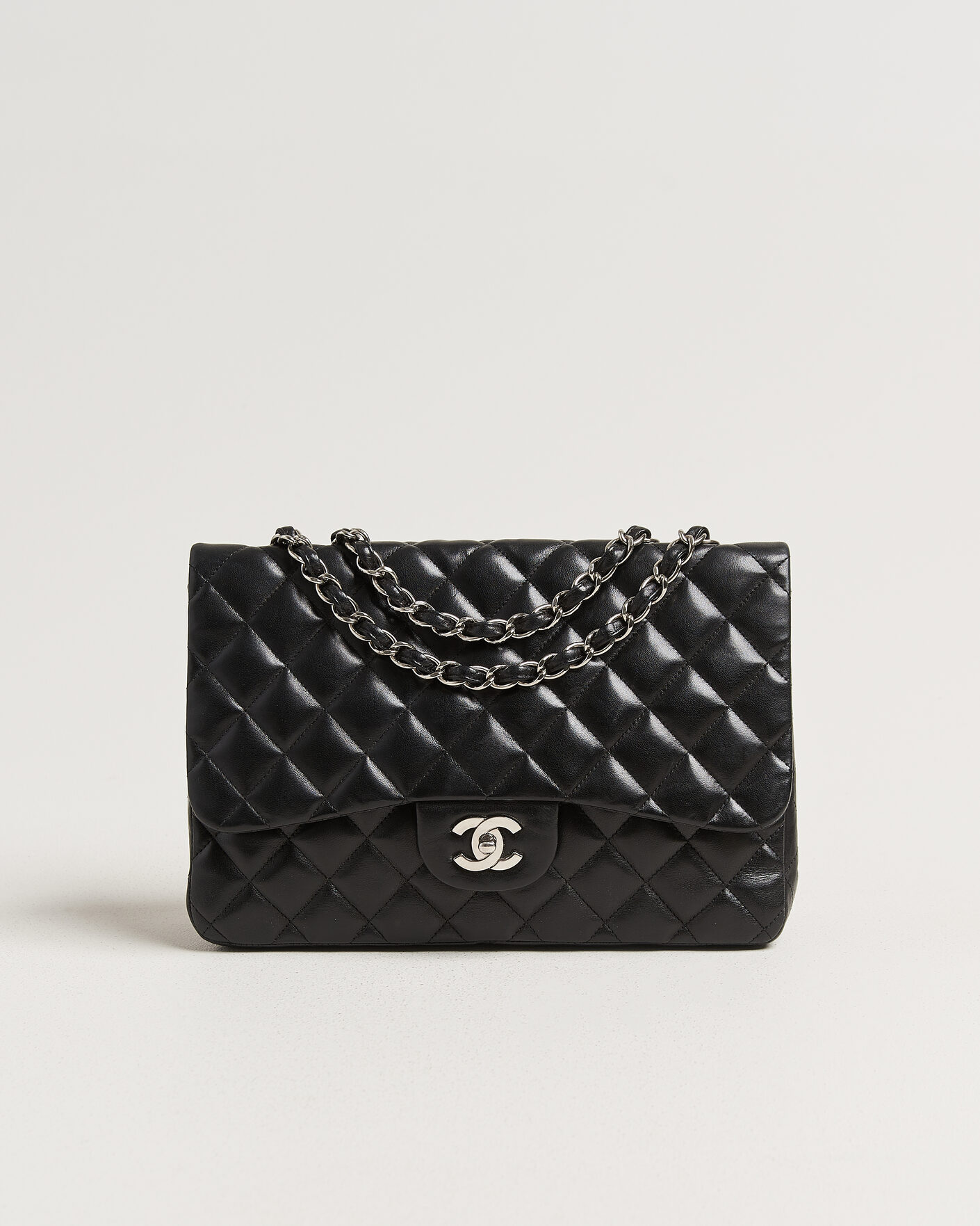 Men | Pre-Owned & Vintage Bags | Chanel Pre-Owned | Classic Jumbo Single Flap Bag Lambskin Black