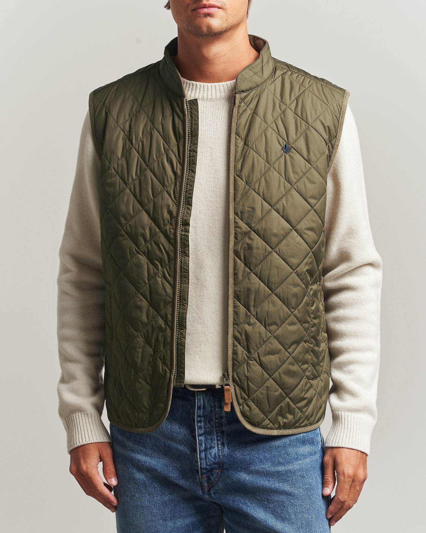 Men | Gilets | Morris | Teddy Quilted Vest Olive