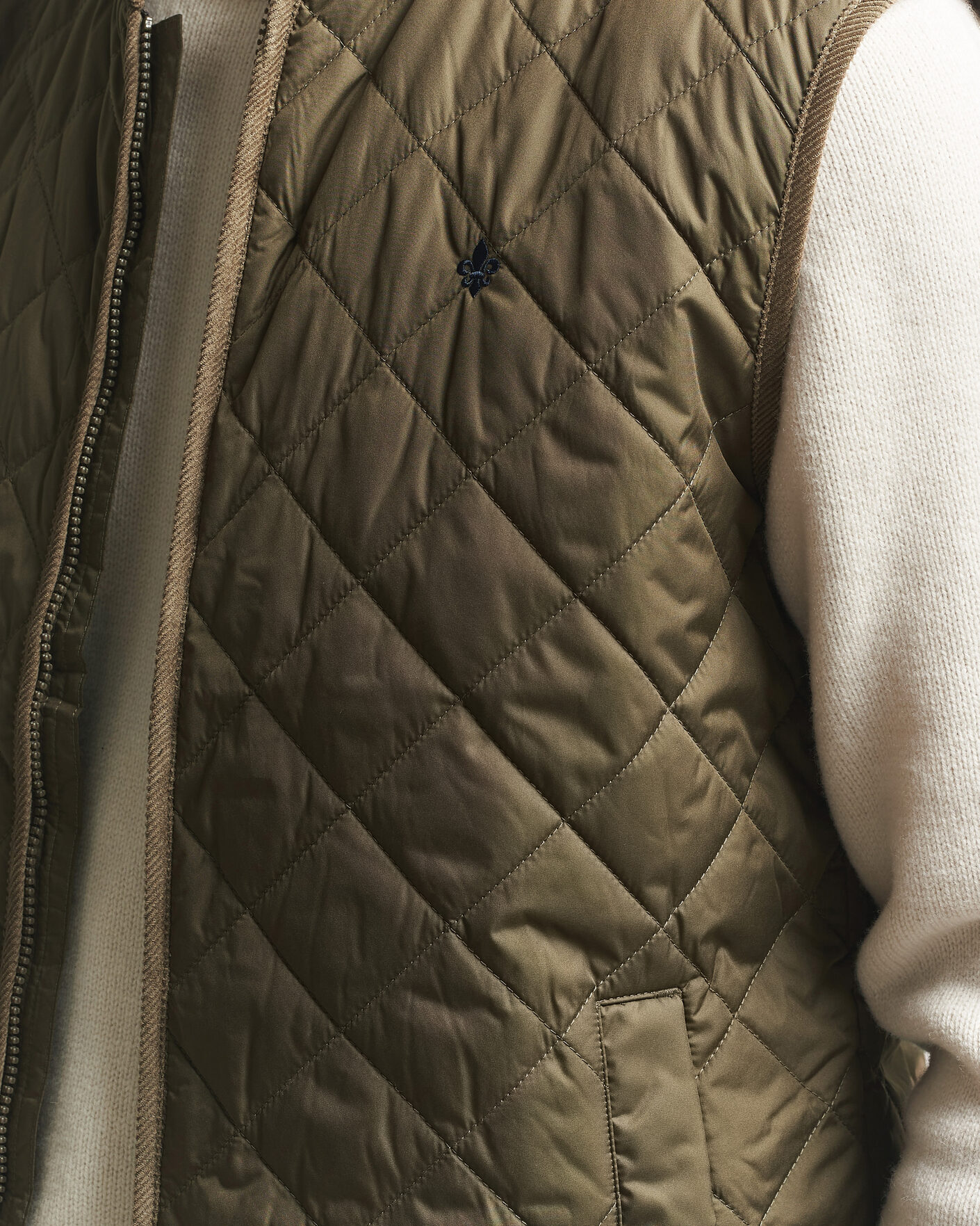 Men | Gilets | Morris | Teddy Quilted Vest Olive