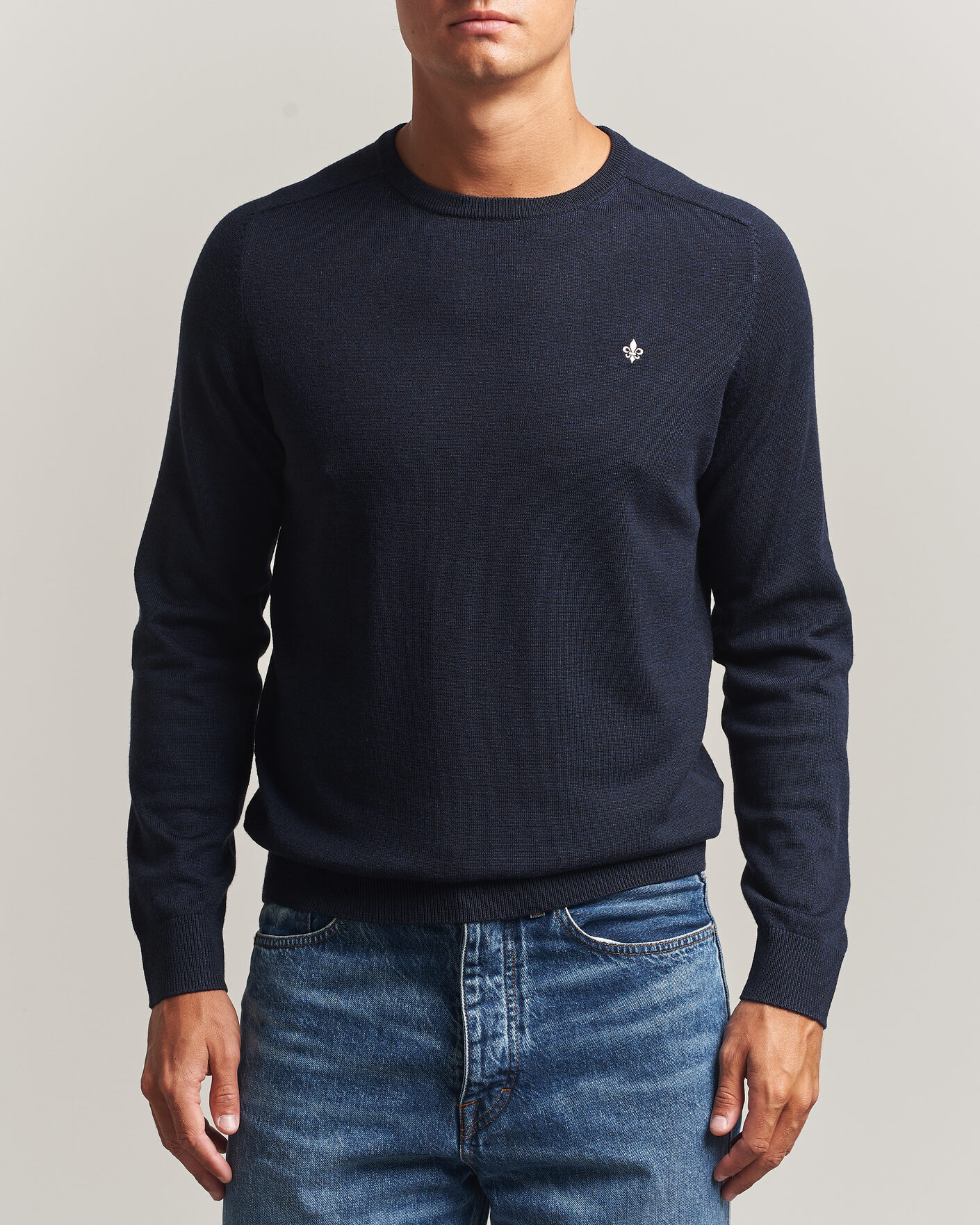 Men | Sweaters & Knitwear | Morris | Merino O-Neck Navy