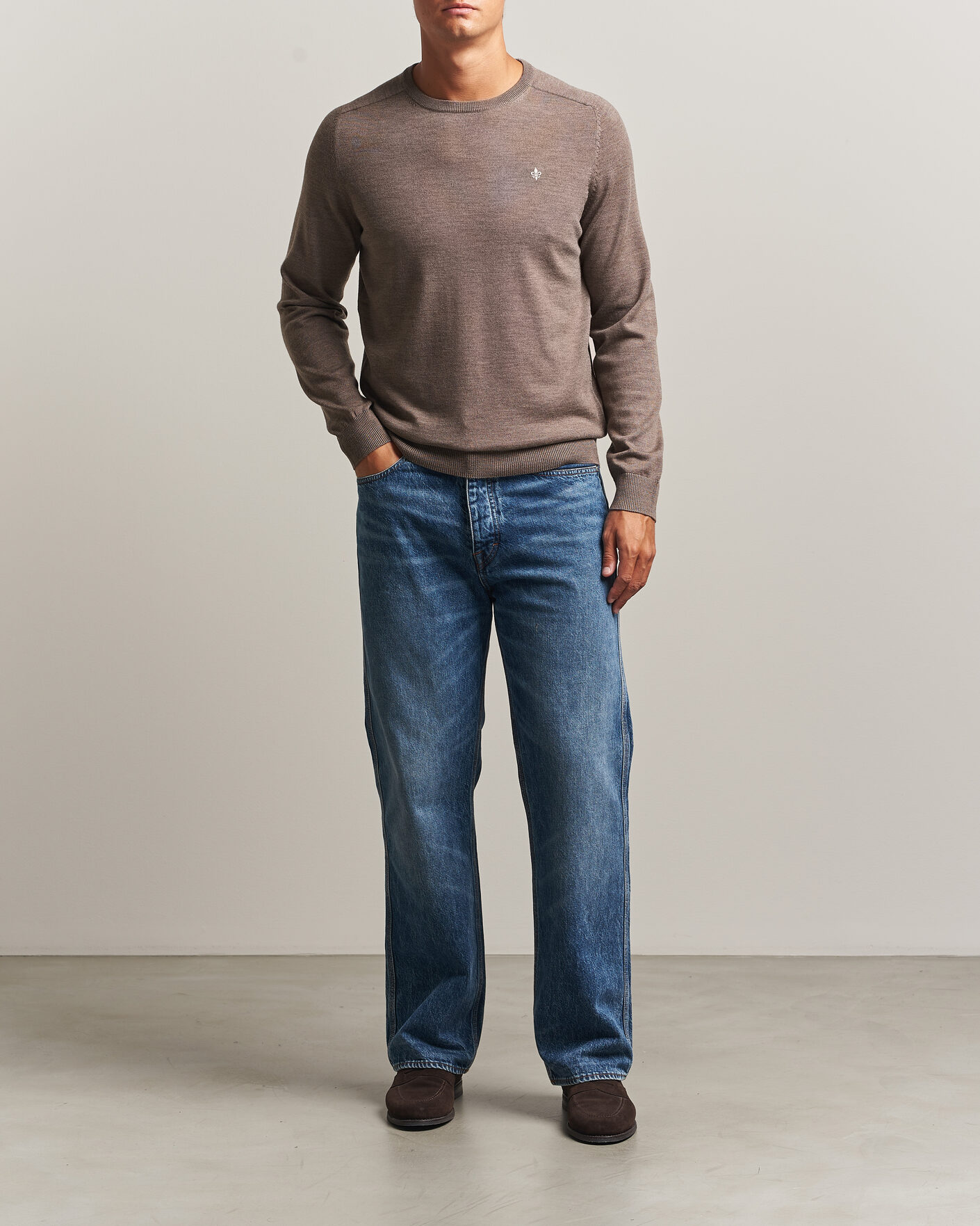 Men | Sweaters & Knitwear | Morris | Merino O-Neck Brown