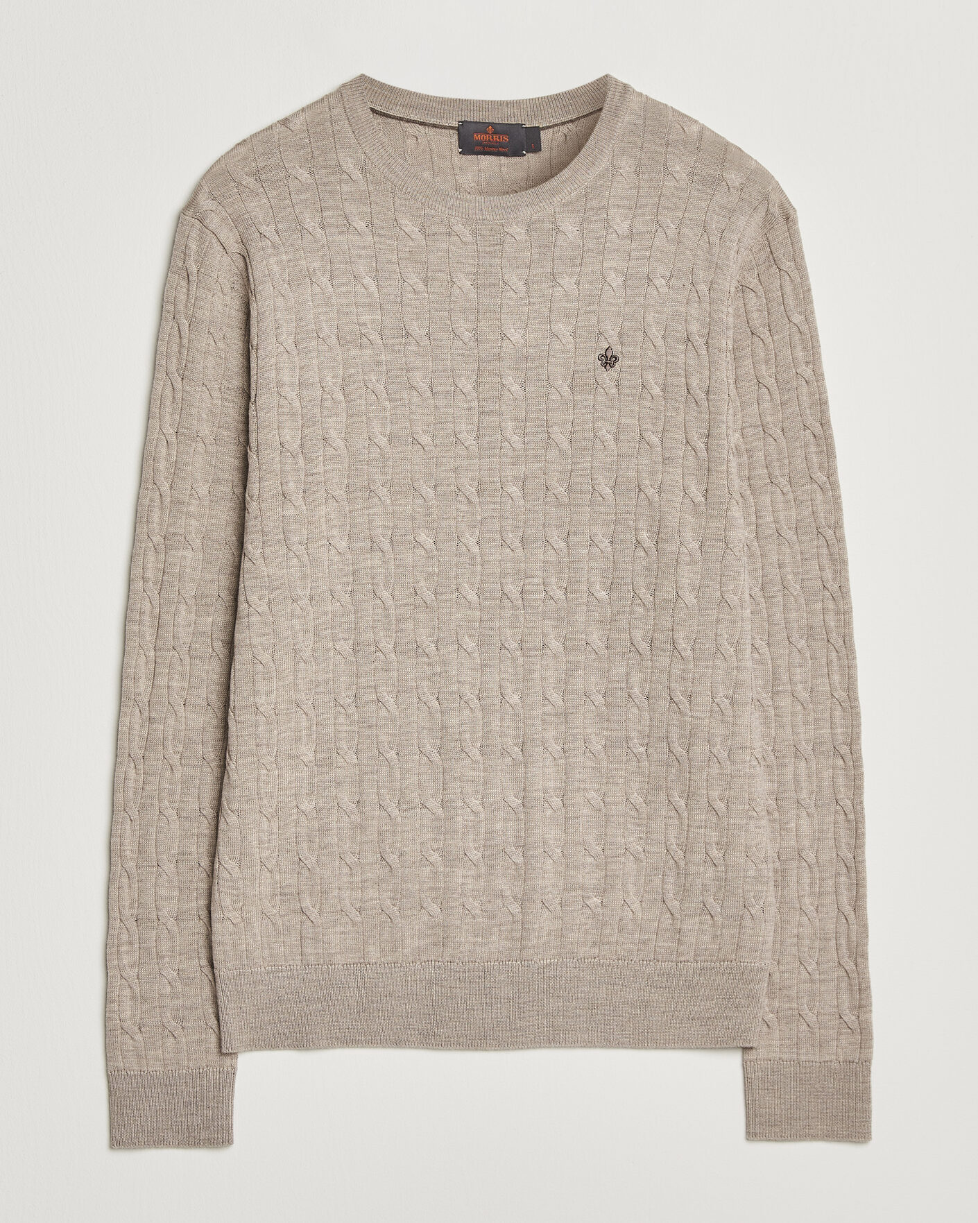 Men | Sweaters & Knitwear | Morris | Merino Cable O-Neck Khaki
