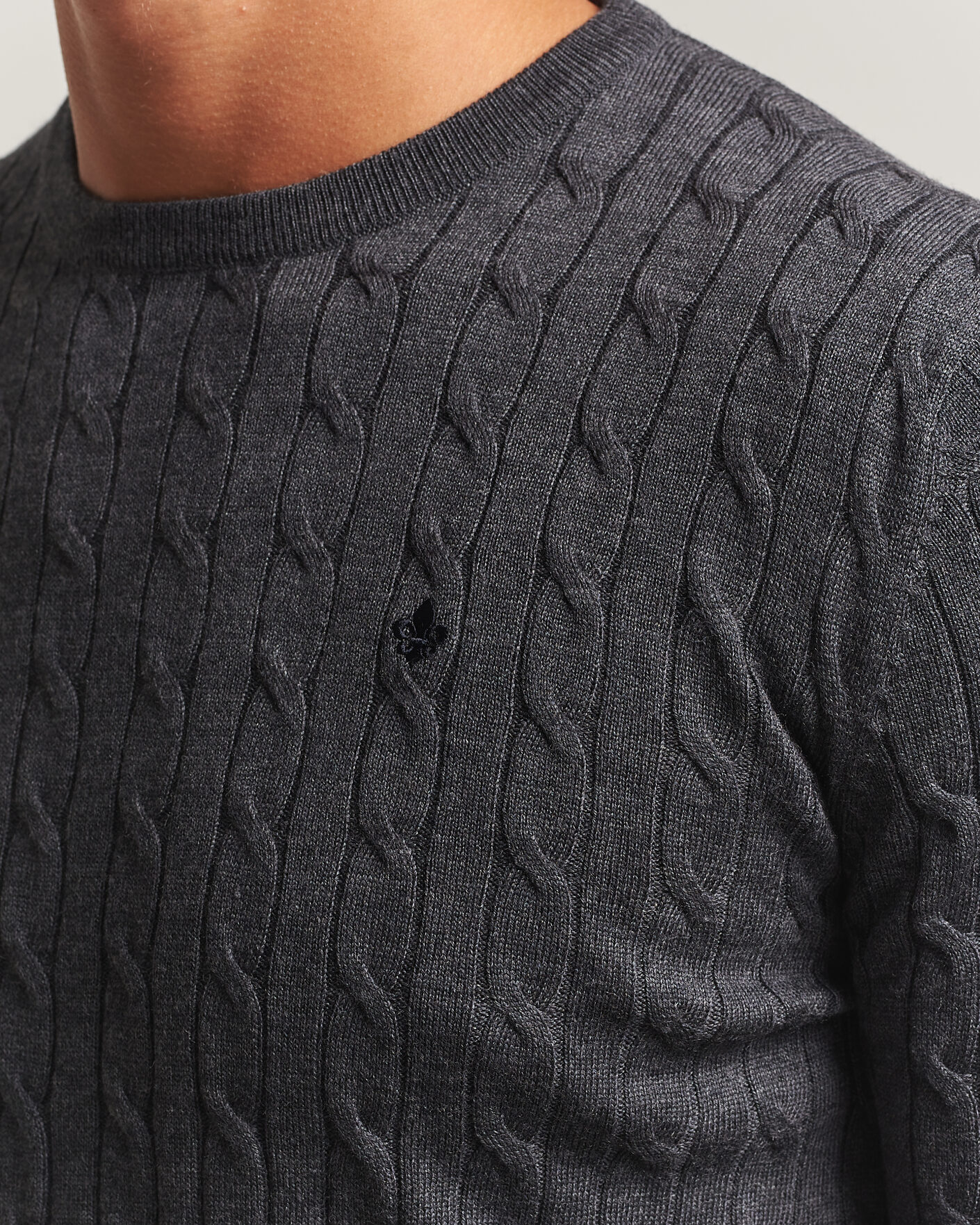 Men | Sweaters & Knitwear | Morris | Merino Cable O-Neck Grey