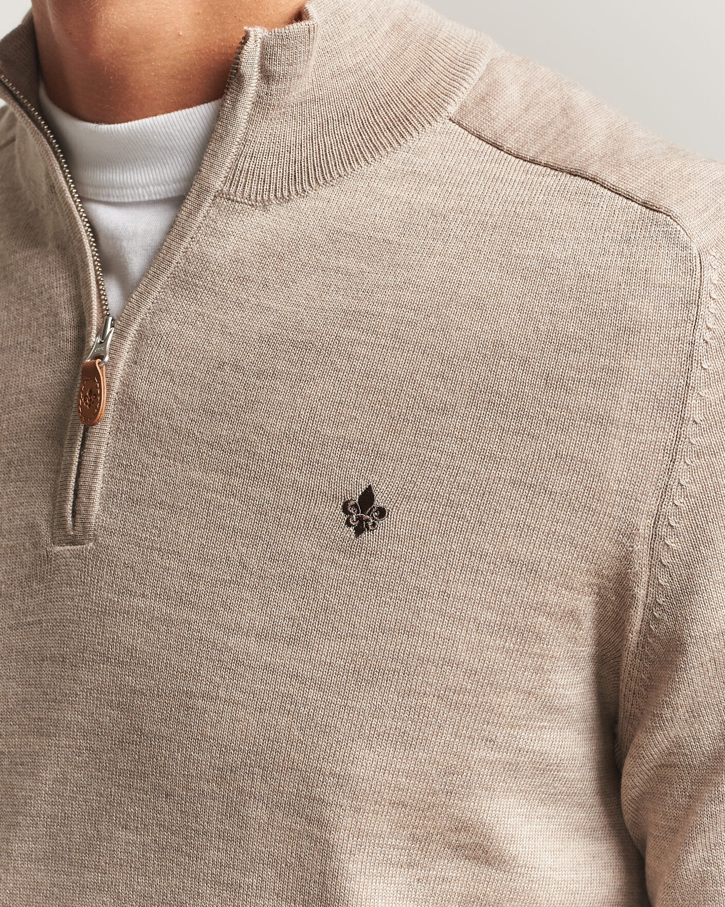 Men | Sweaters & Knitwear | Morris | John Merino Half Zip Khaki