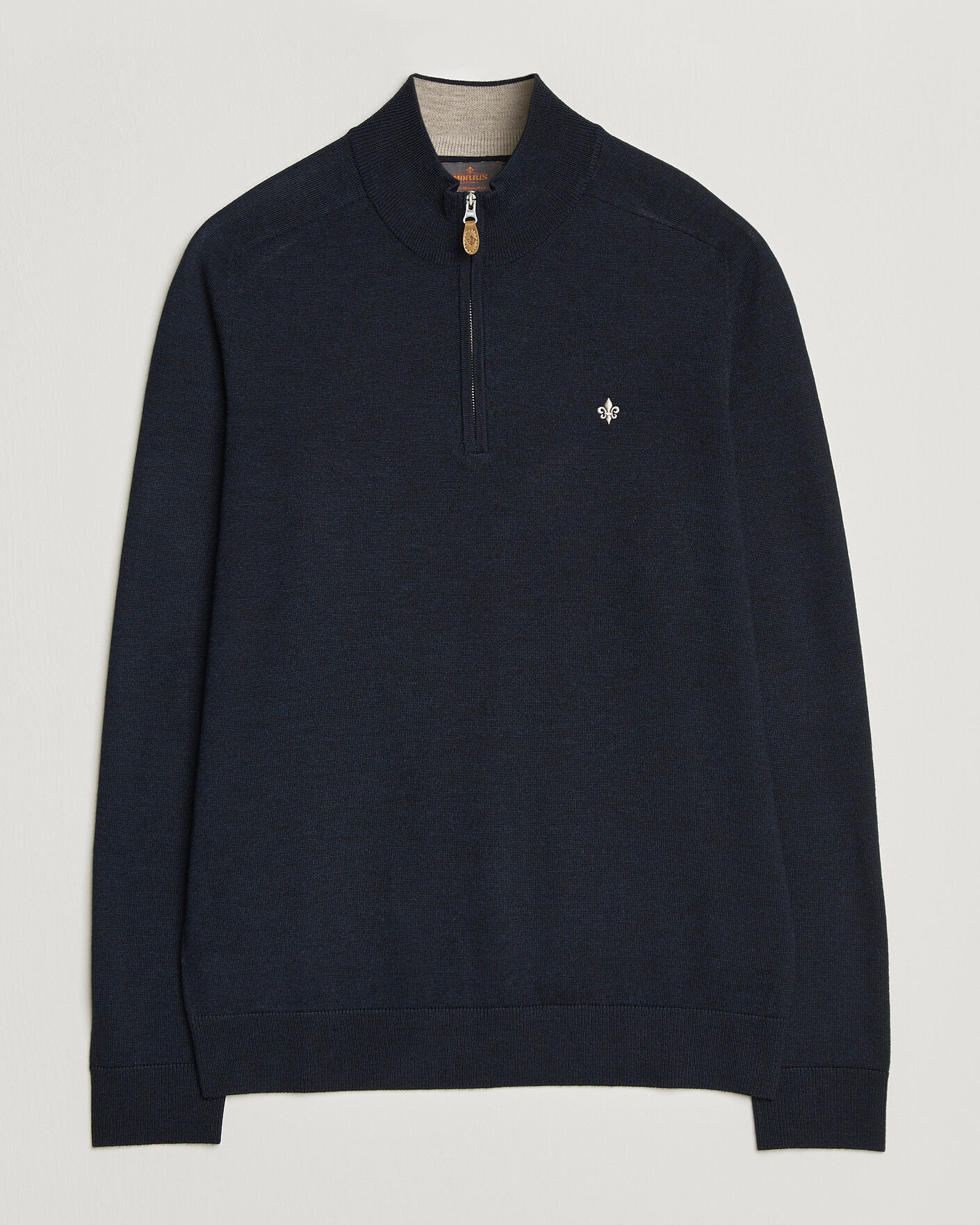 Men | Sweaters & Knitwear | Morris | John Merino Half Zip Navy