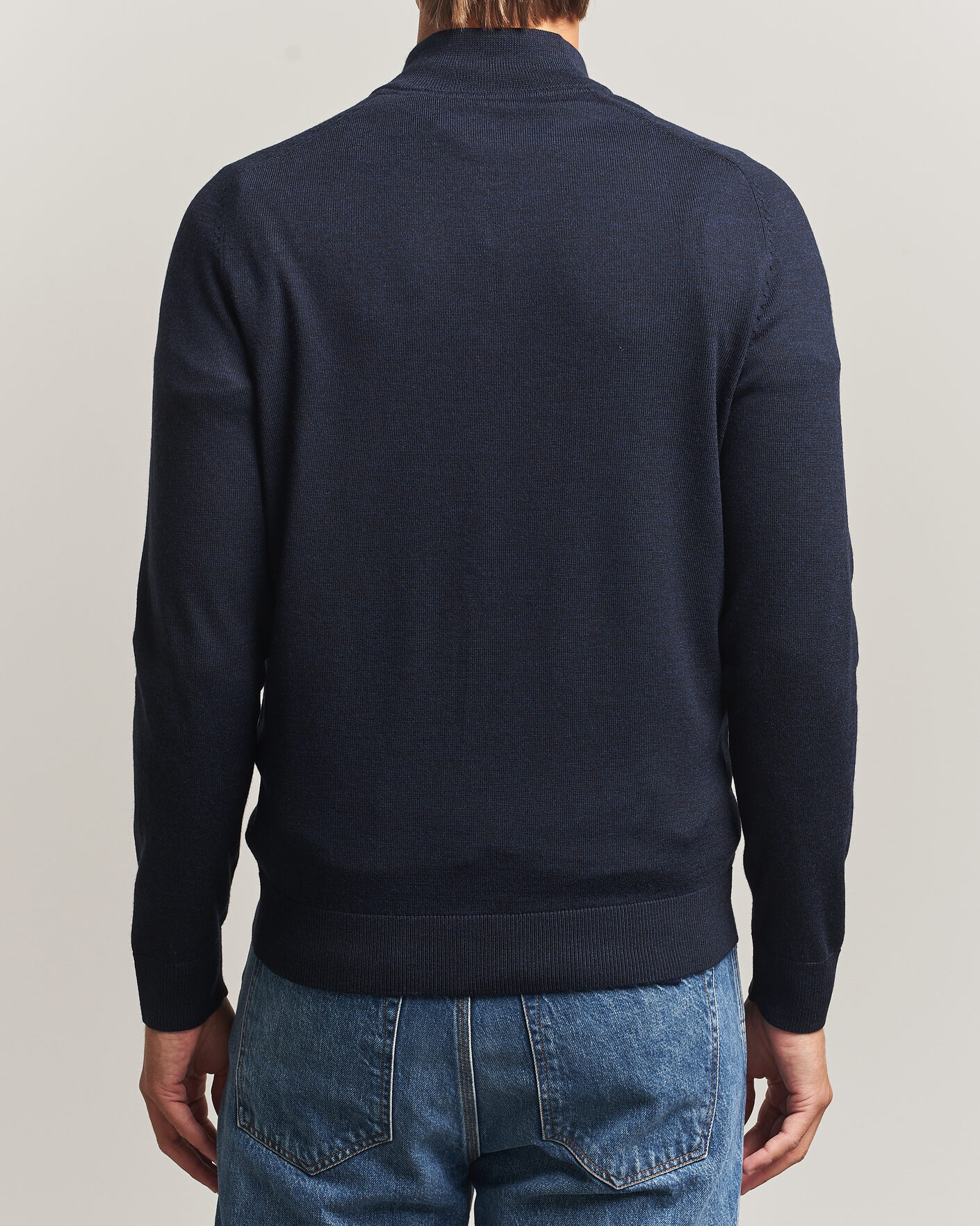 Men | Sweaters & Knitwear | Morris | John Merino Half Zip Navy