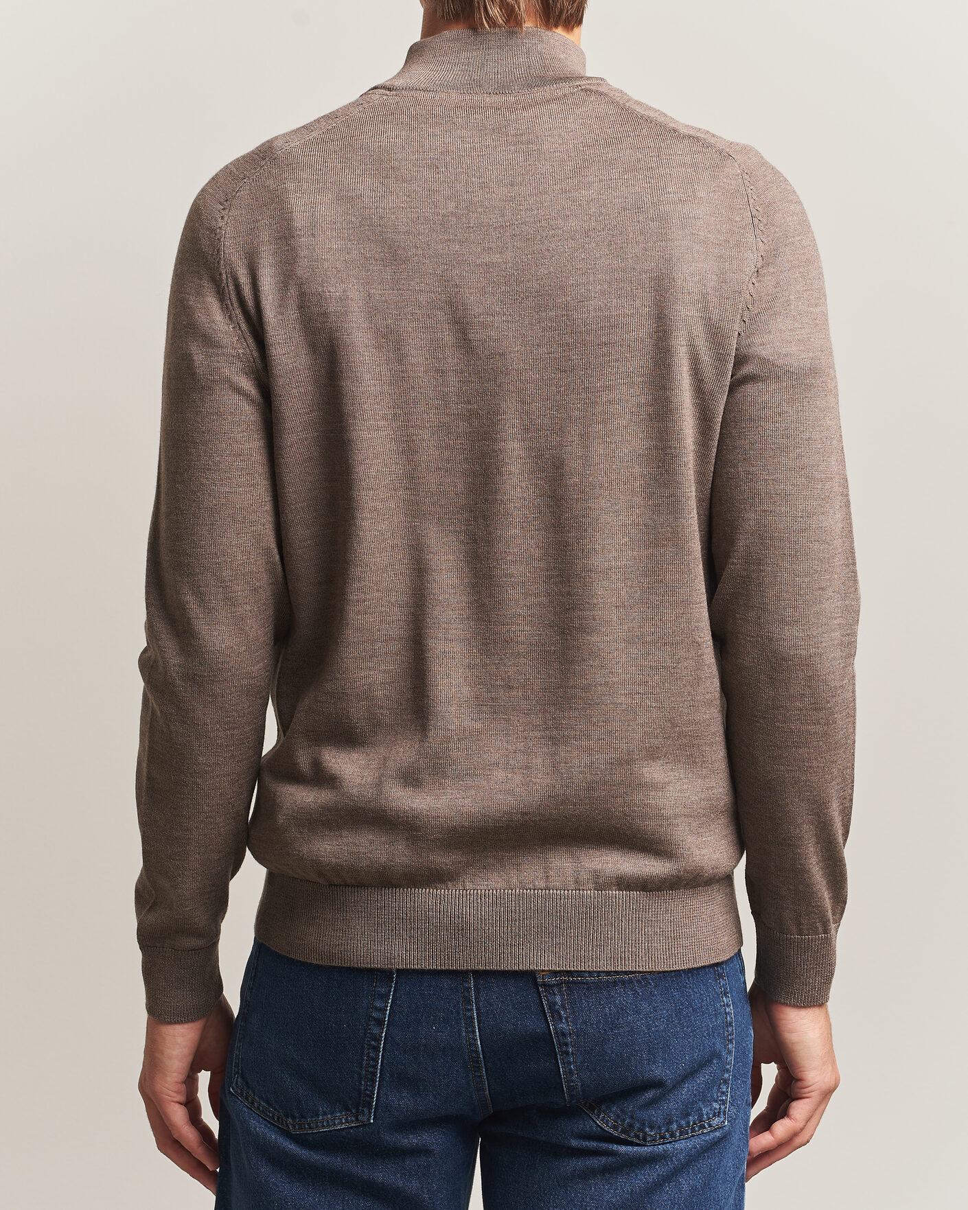 Men | Sweaters & Knitwear | Morris | John Merino Half Zip Brown