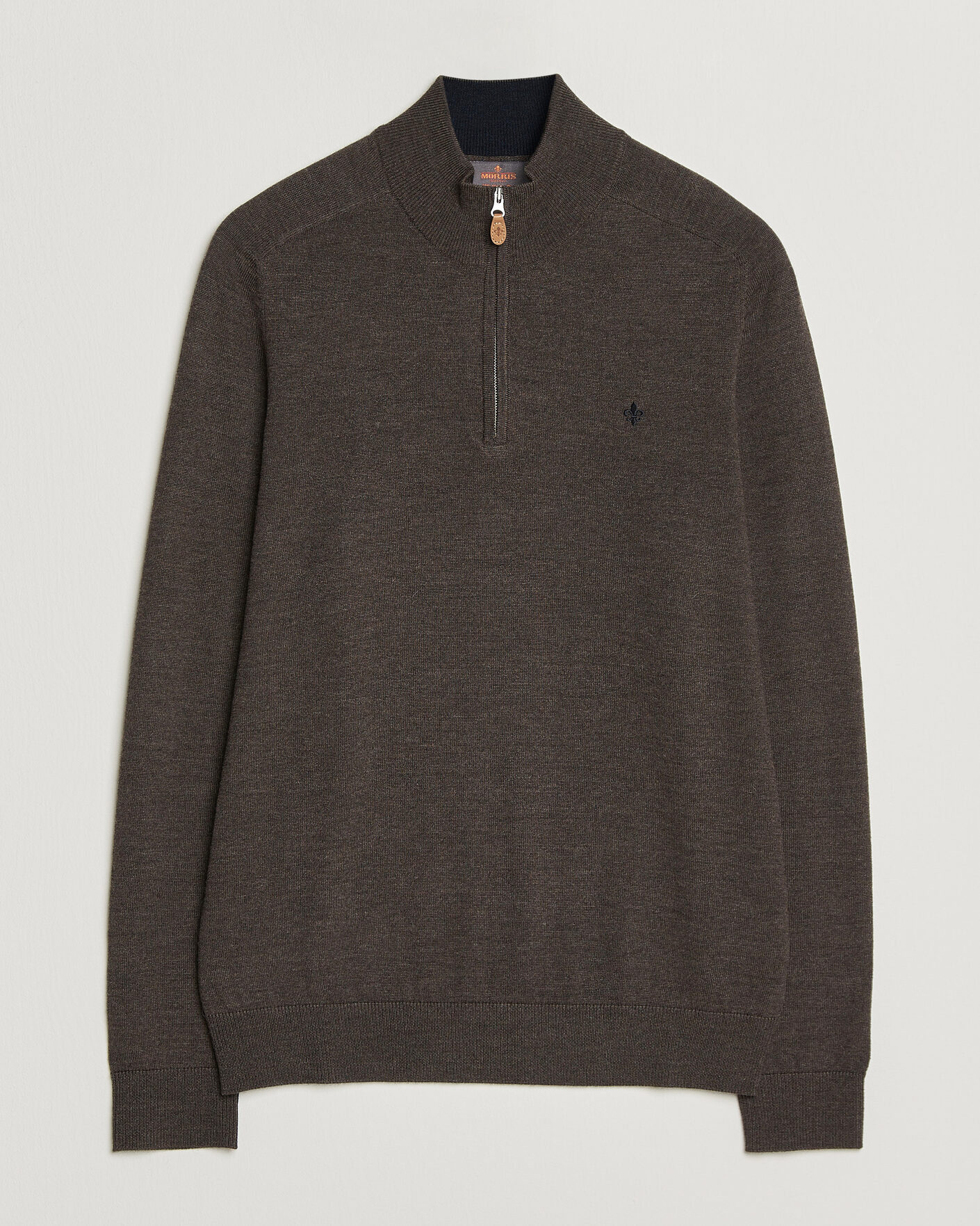 Men | Sweaters & Knitwear | Morris | John Merino Half Zip Brown