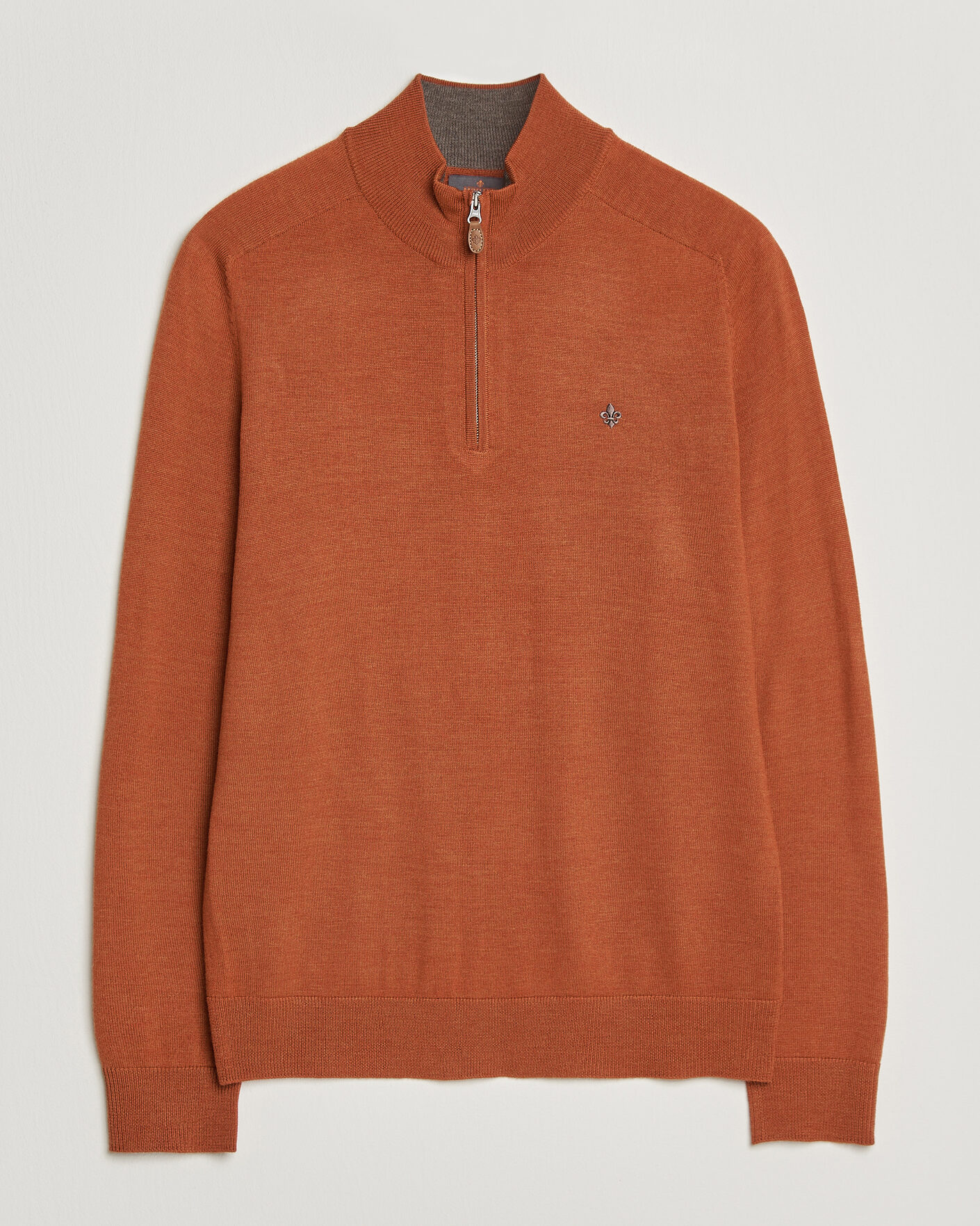 Men | Sweaters & Knitwear | Morris | John Merino Half Zip Orange