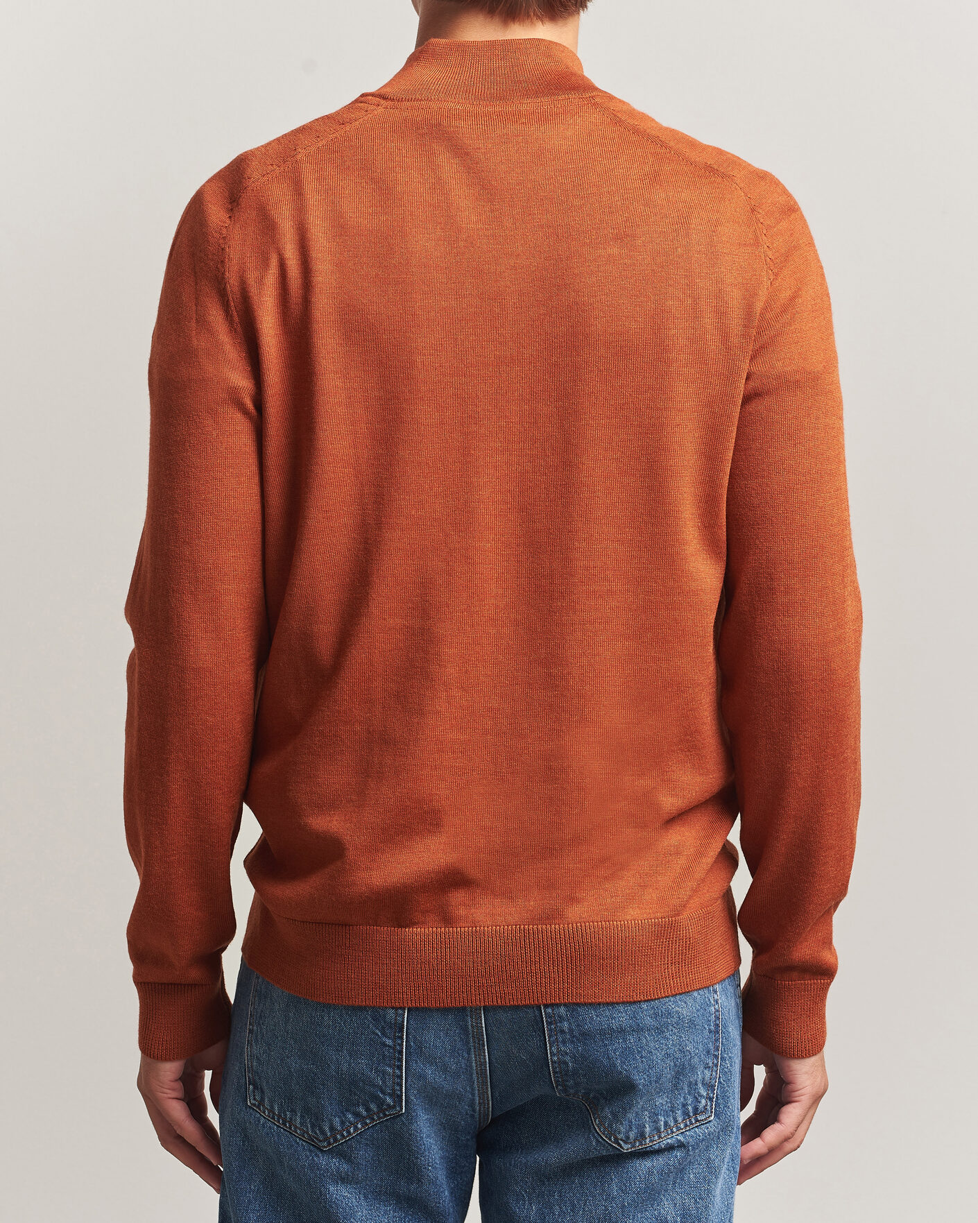 Men | Sweaters & Knitwear | Morris | John Merino Half Zip Orange