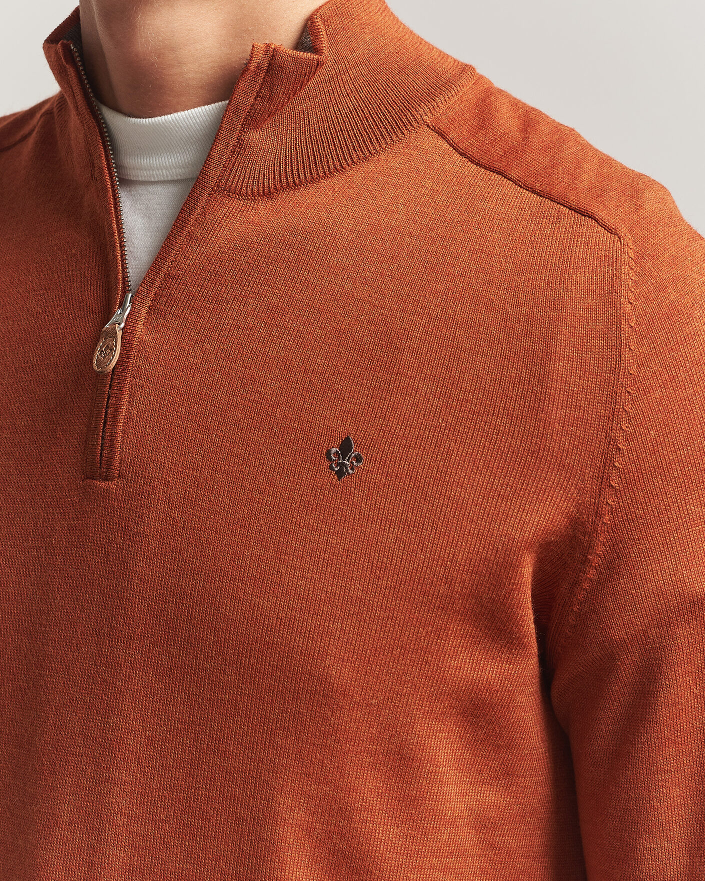 Men | Sweaters & Knitwear | Morris | John Merino Half Zip Orange