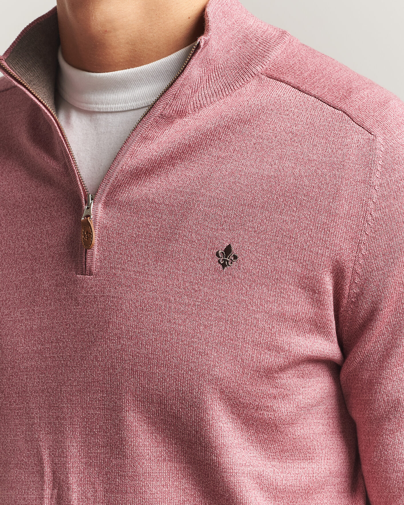 Men | Sweaters & Knitwear | Morris | John Merino Half Zip Cerise