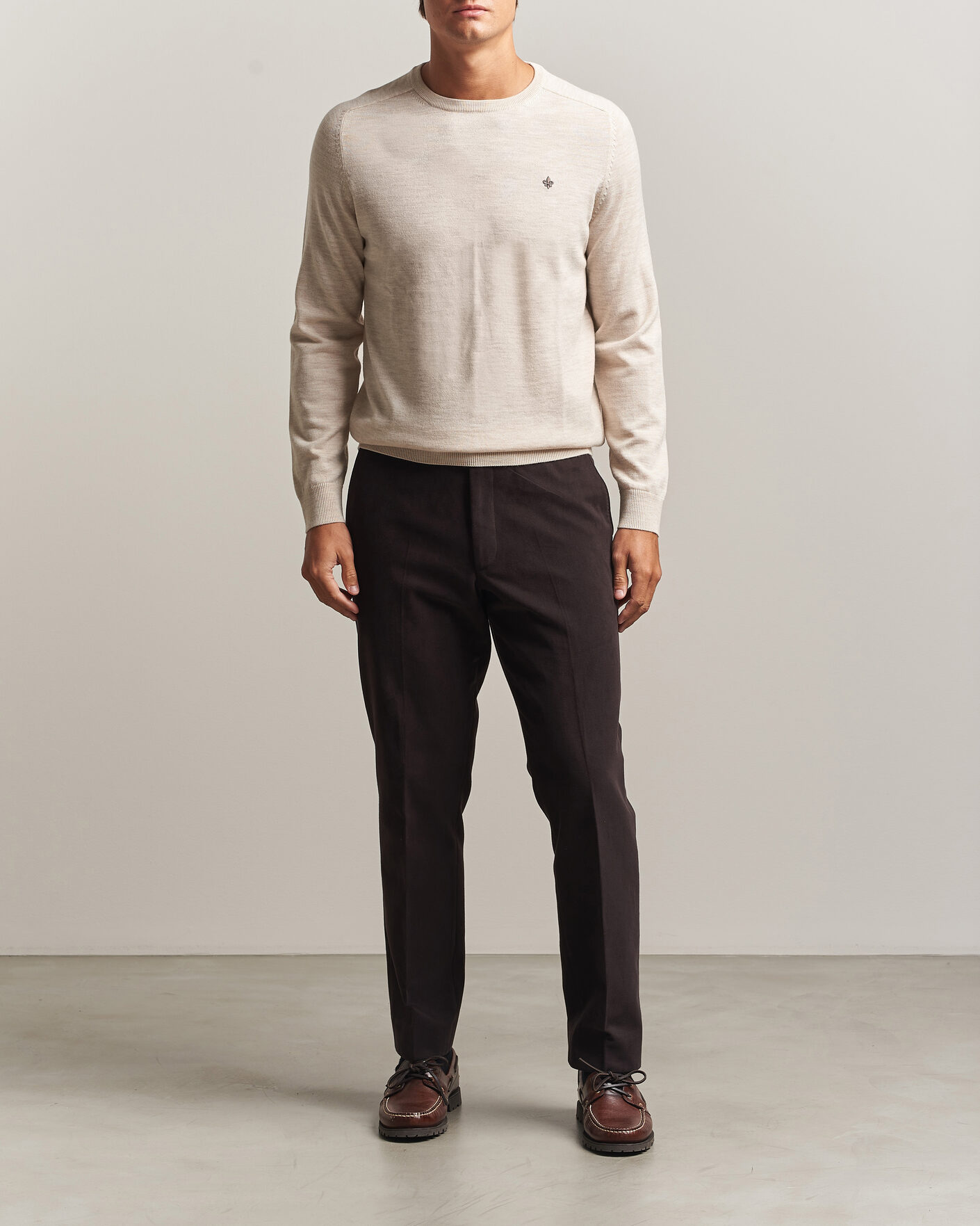 Men | Sweaters & Knitwear | Morris | Merino O-Neck Off White