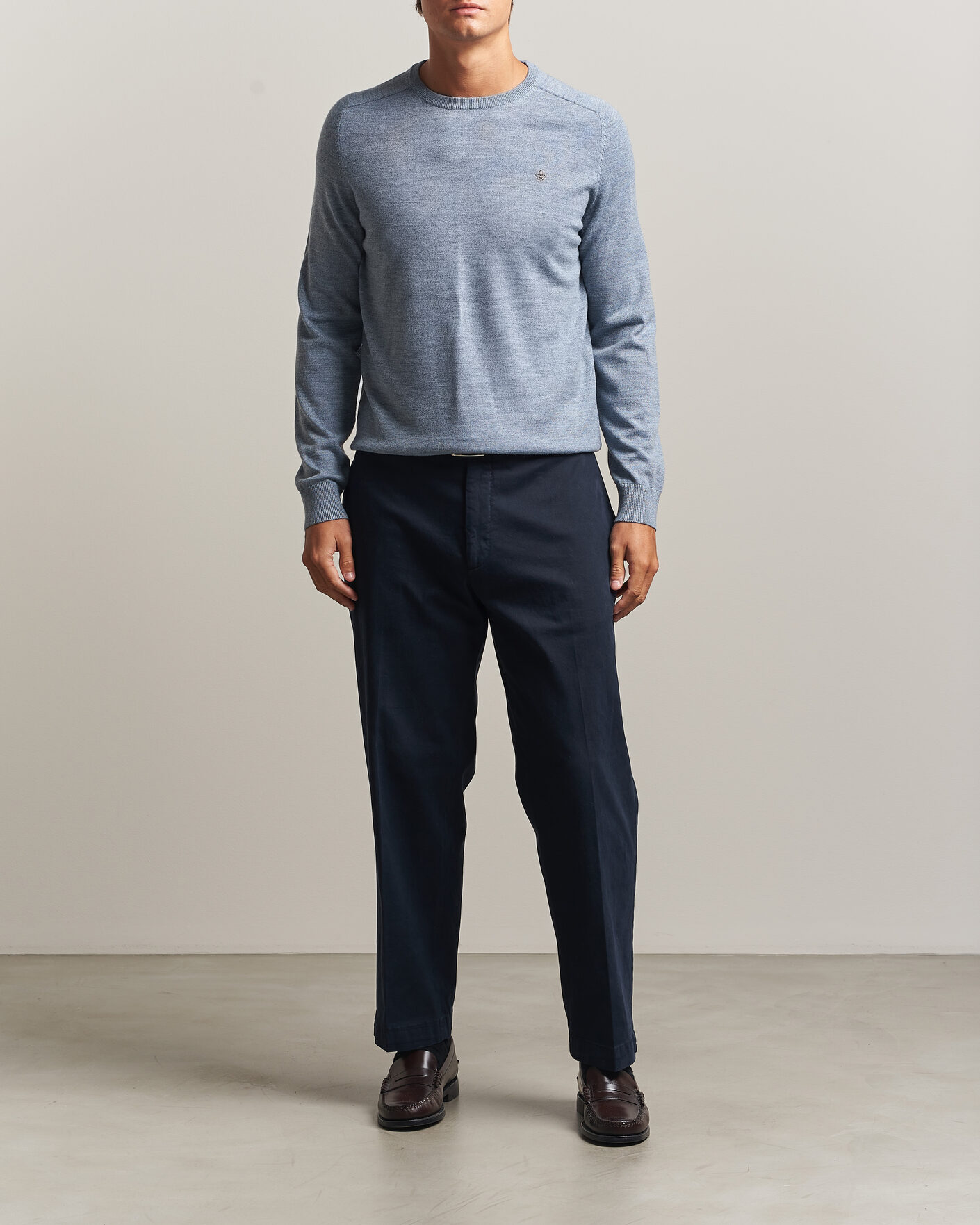 Men | Sweaters & Knitwear | Morris | Merino O-Neck Light Blue