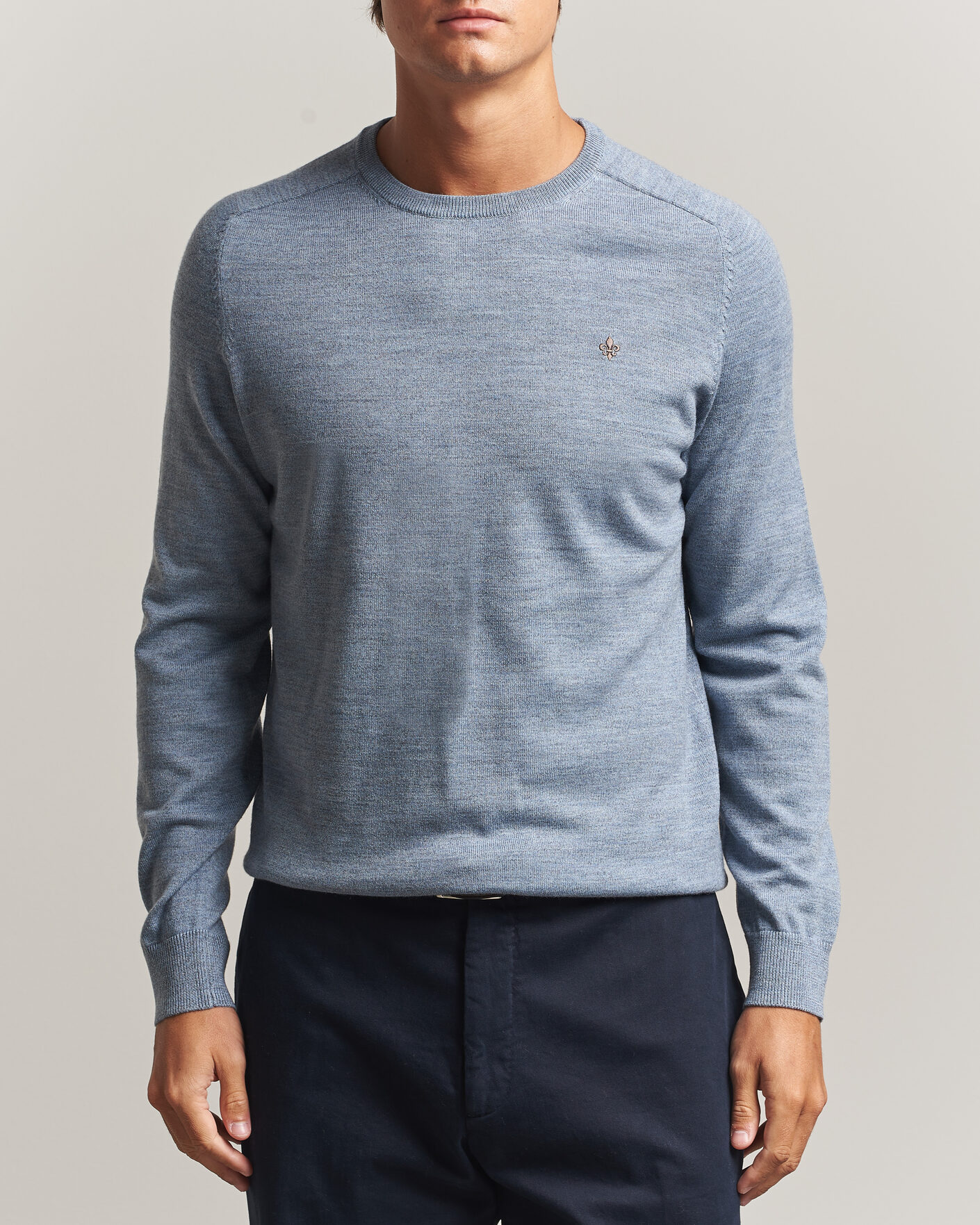 Men | Sweaters & Knitwear | Morris | Merino O-Neck Light Blue