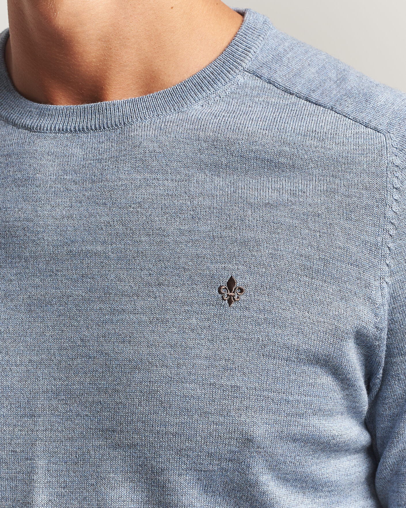Men | Sweaters & Knitwear | Morris | Merino O-Neck Light Blue