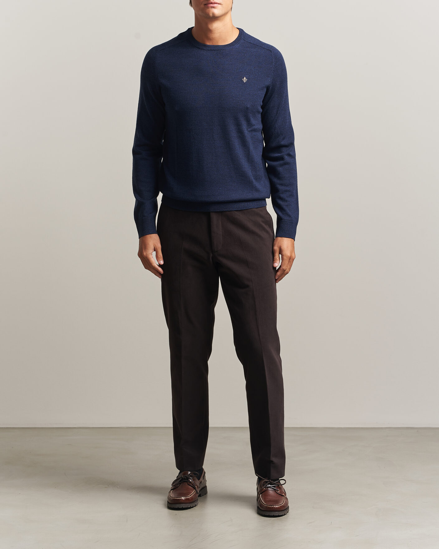 Men | Sweaters & Knitwear | Morris | Merino O-Neck Navy