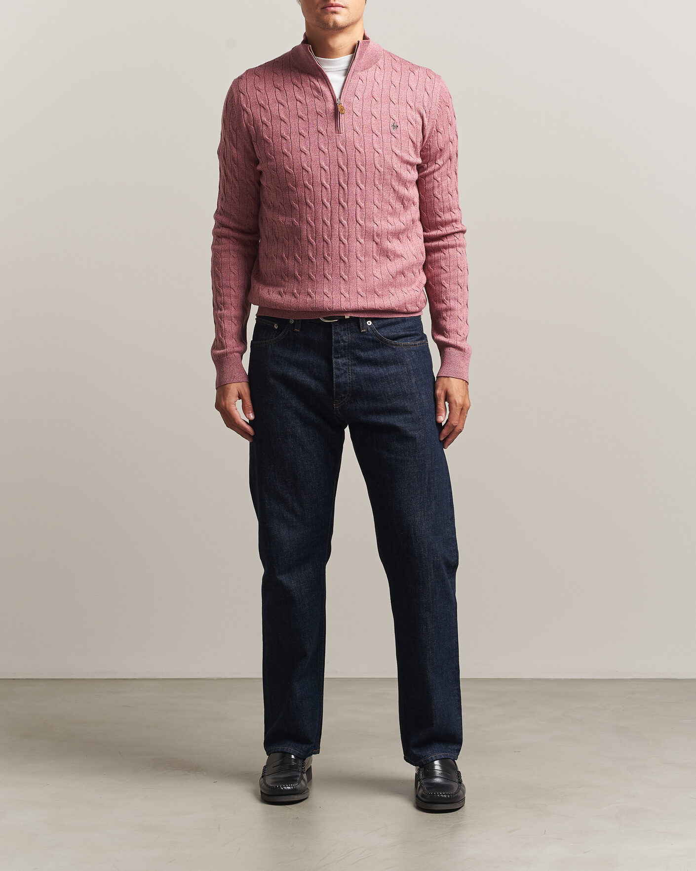 Morris Merino Cable Half Zip Cerise at CareOfCarl.com