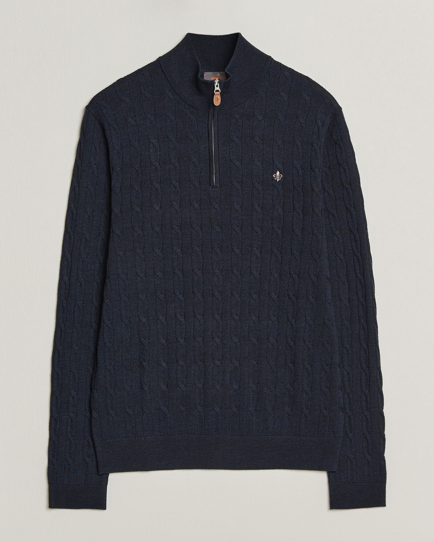 Men | Sweaters & Knitwear | Morris | Merino Cable Half Zip Navy