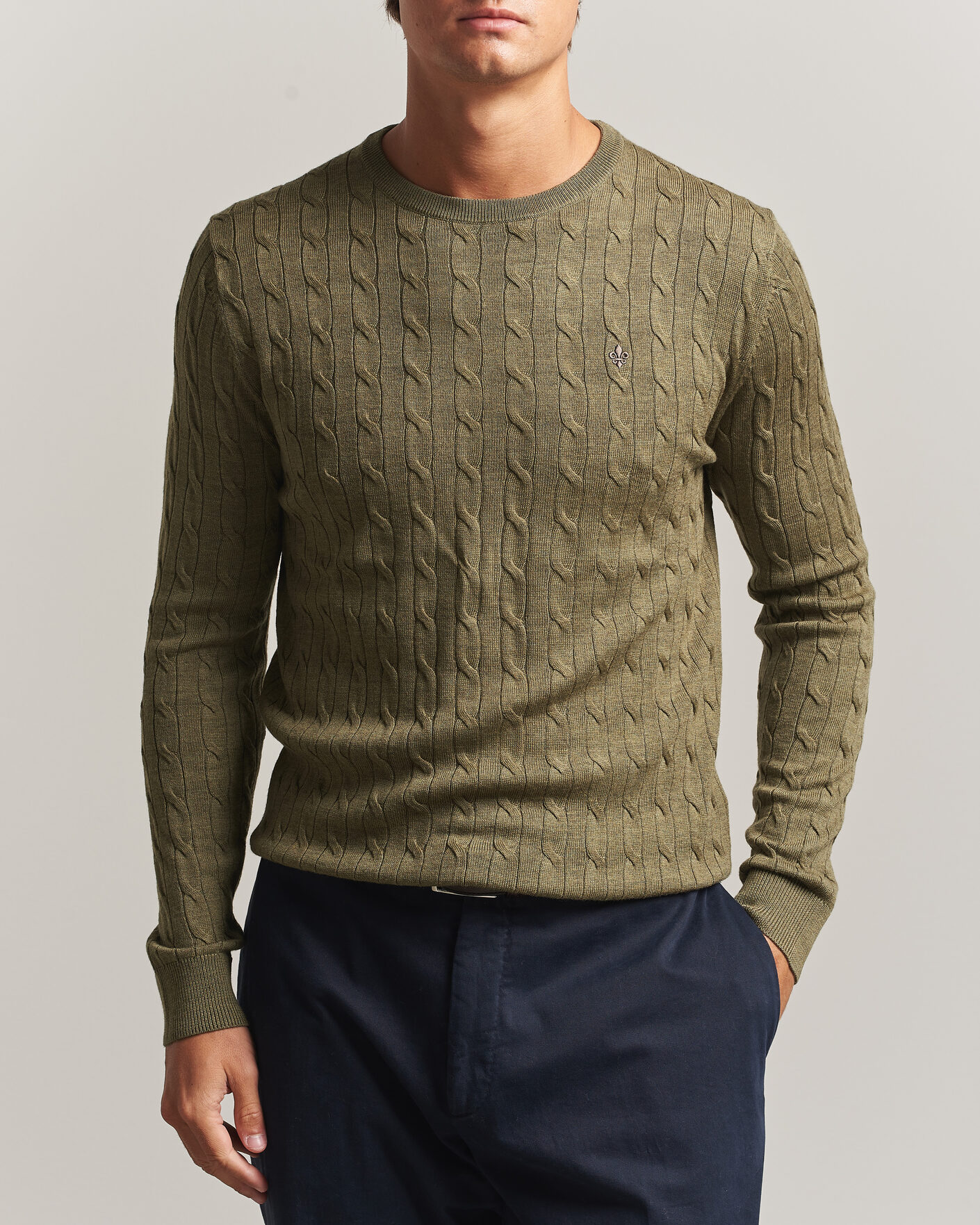 Auralee Cashmere/Silk Crew Neck Mint Melange at CareOfCarl.com