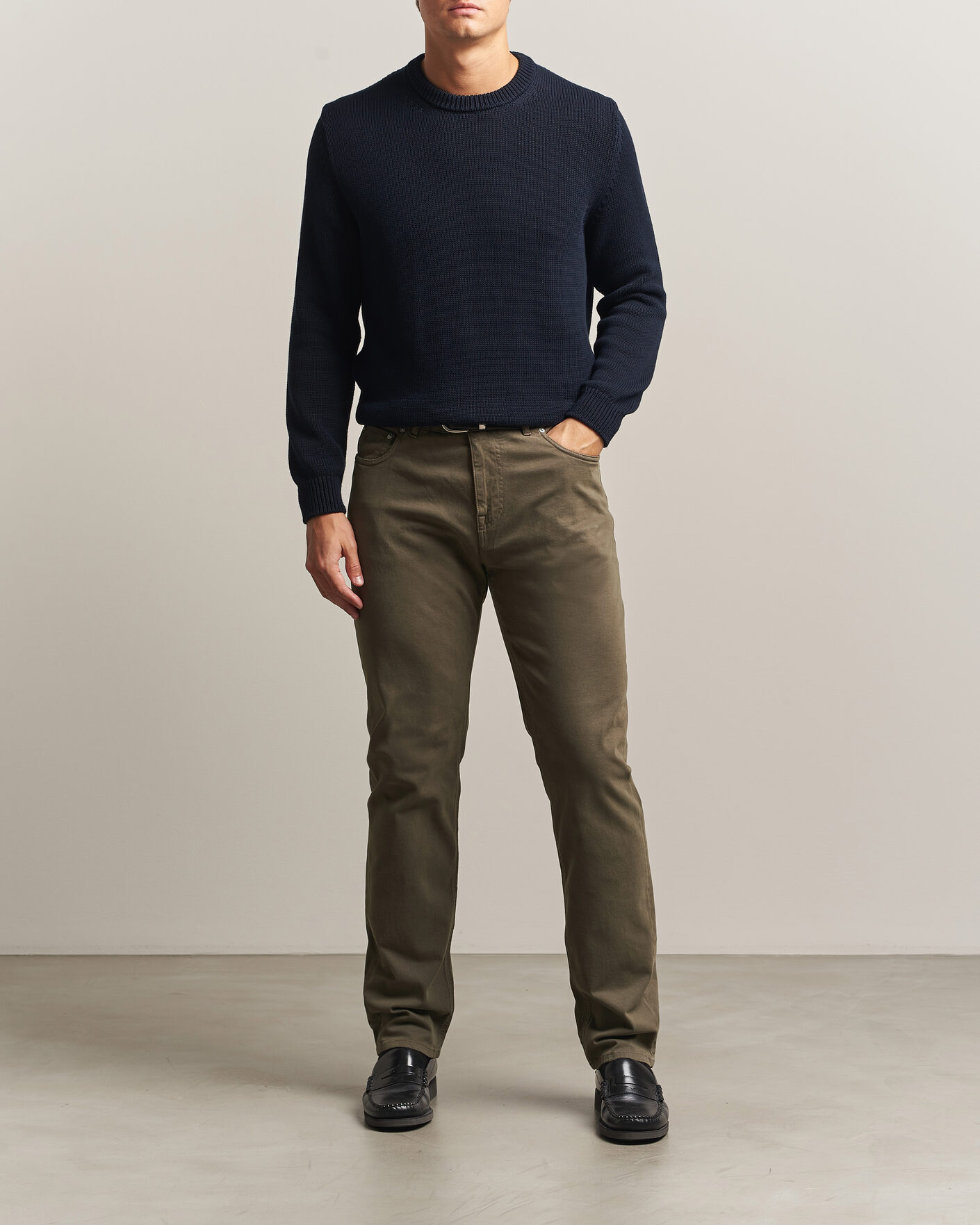 Men | Trousers | Morris | James Brushed 5-Pocket Pant Olive