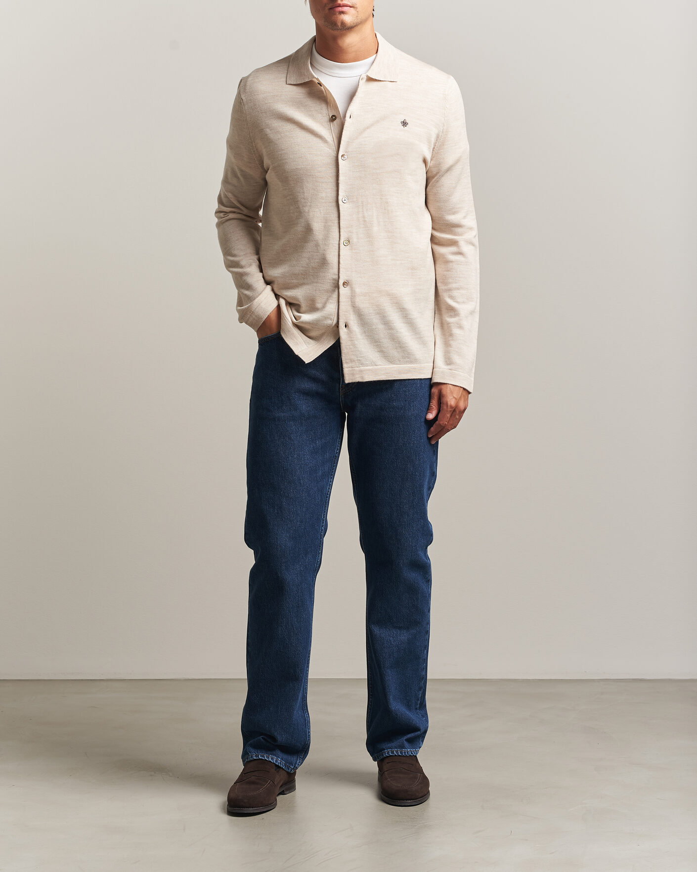 Men | Shirts | Morris | Merino Shirt Cardigan Off White