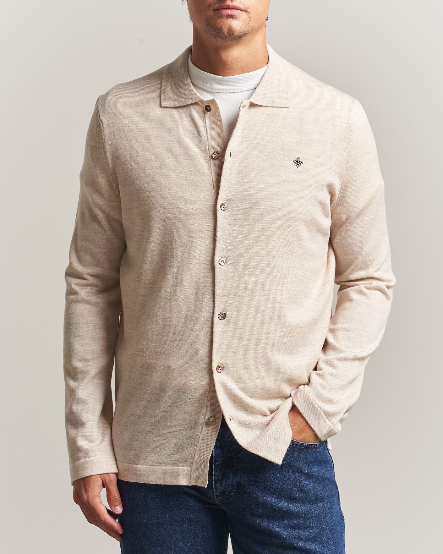 Men | Shirts | Morris | Merino Shirt Cardigan Off White