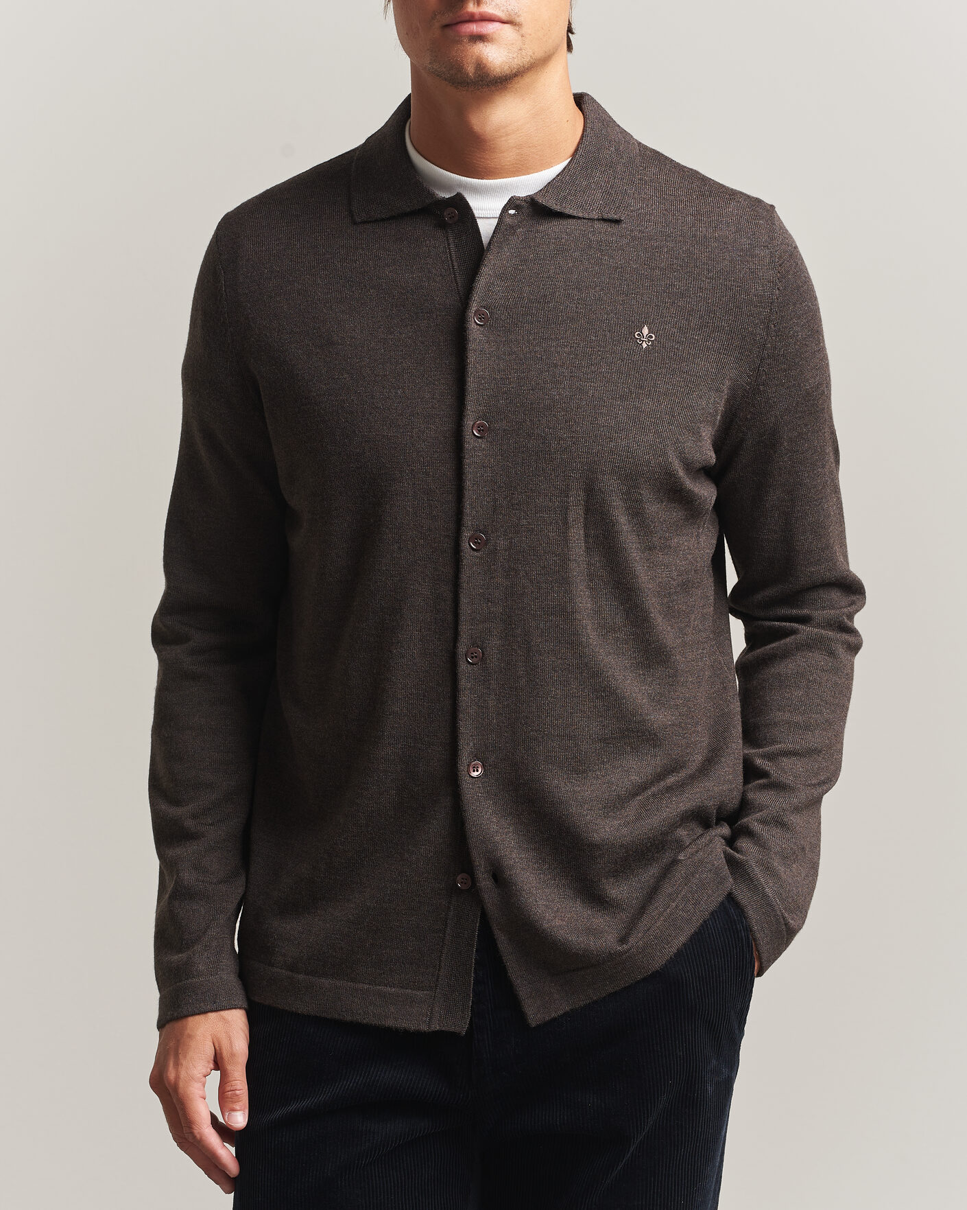 Men | Shirts | Morris | Merino Shirt Cardigan Brown