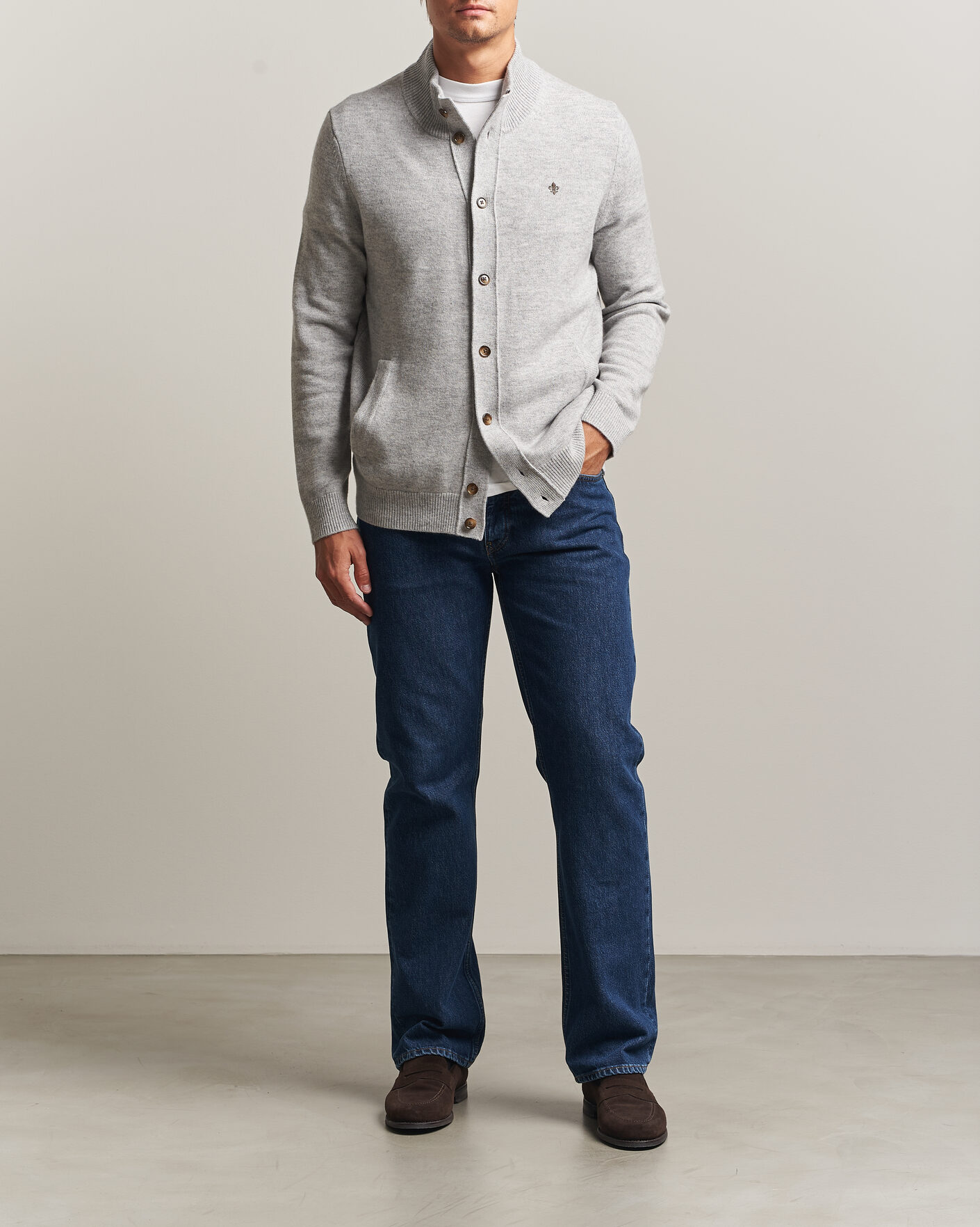 Men | Sweaters & Knitwear | Morris | Hertford Button Cardigan Grey