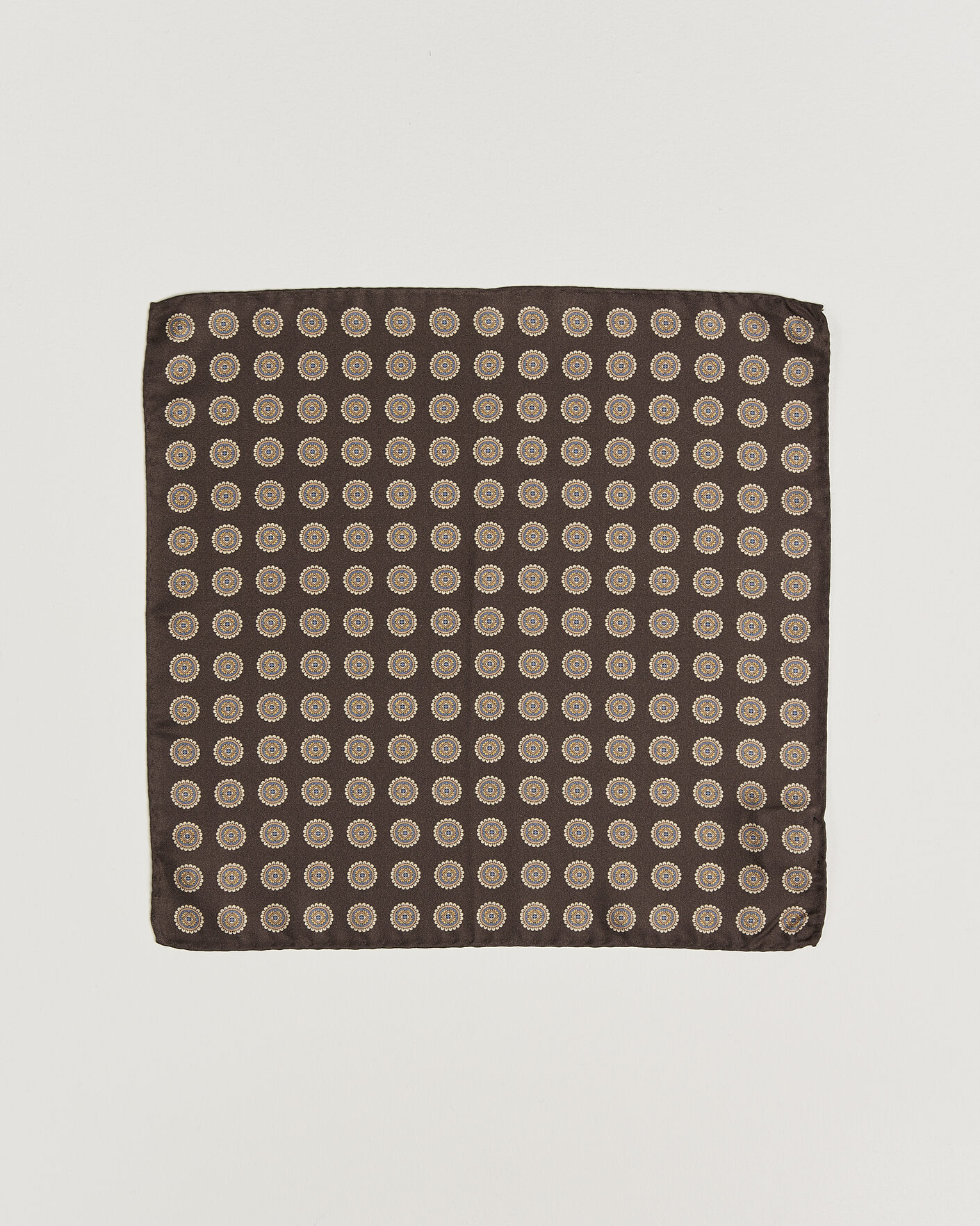 Men | Pocket Squares | Amanda Christensen | Silk Twill Medallion Pocket Square Brown