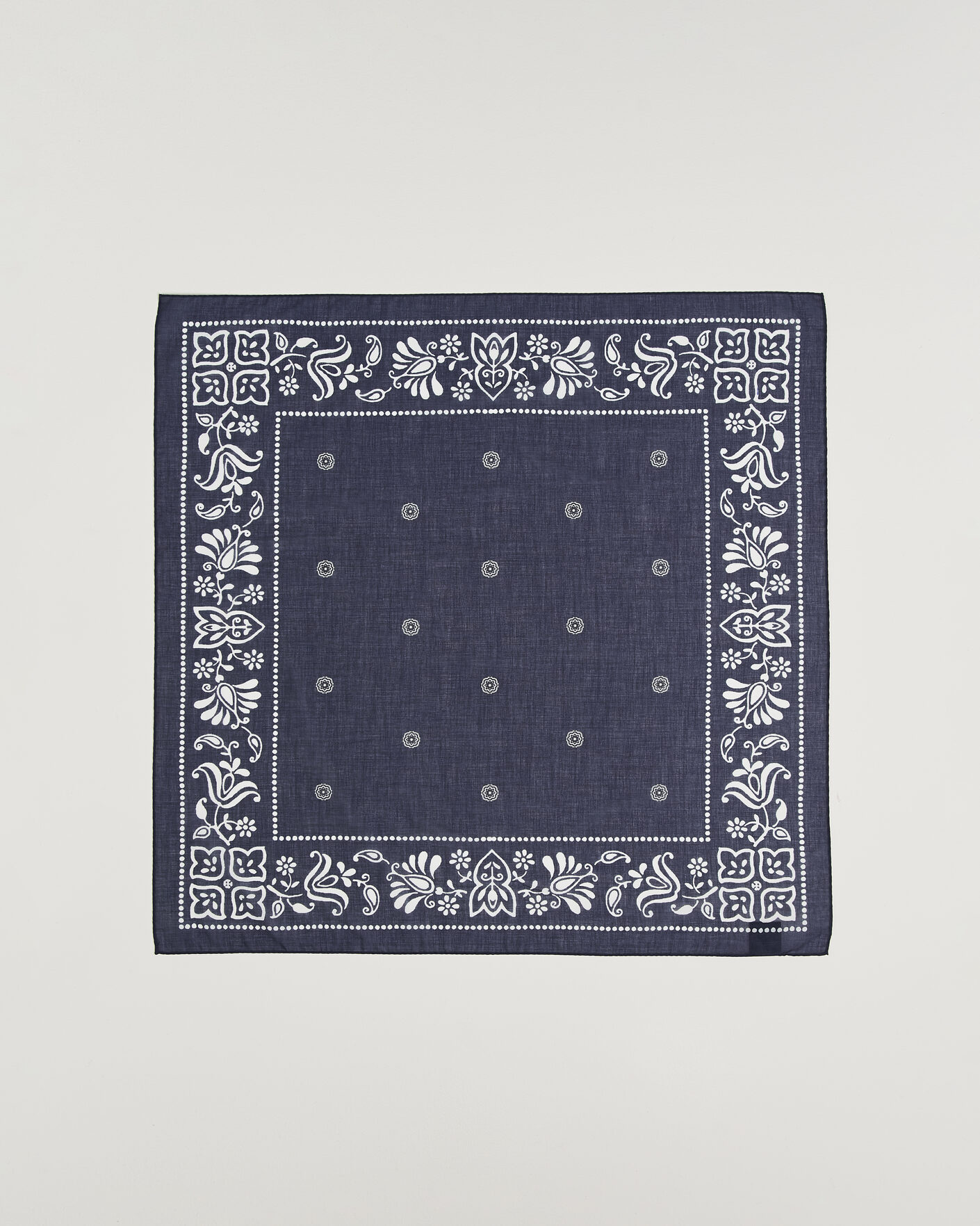 Men | Dress Scarves | Amanda Christensen | Cotton Voile Printed Flower Bandana Navy