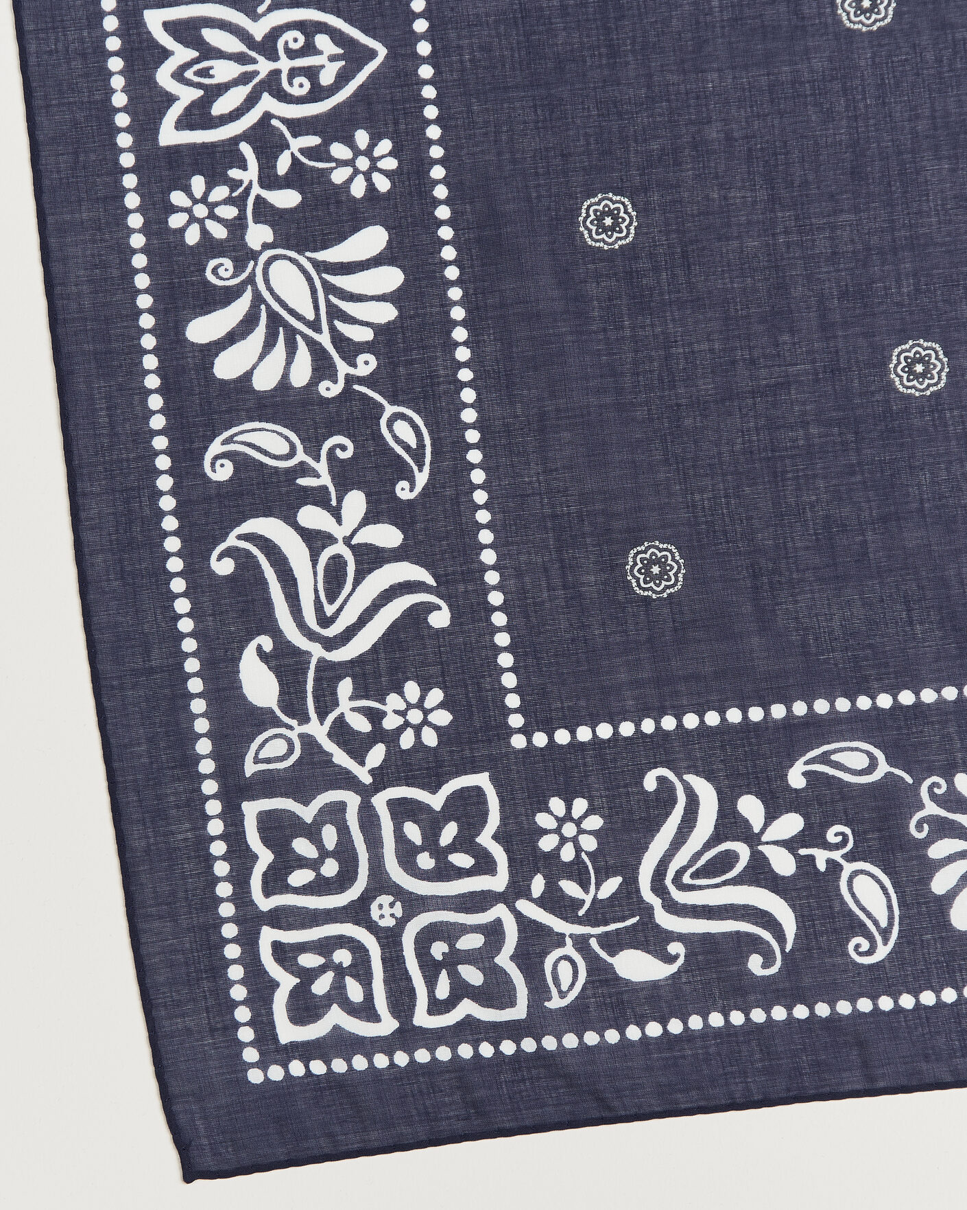 Men | Dress Scarves | Amanda Christensen | Cotton Voile Printed Flower Bandana Navy