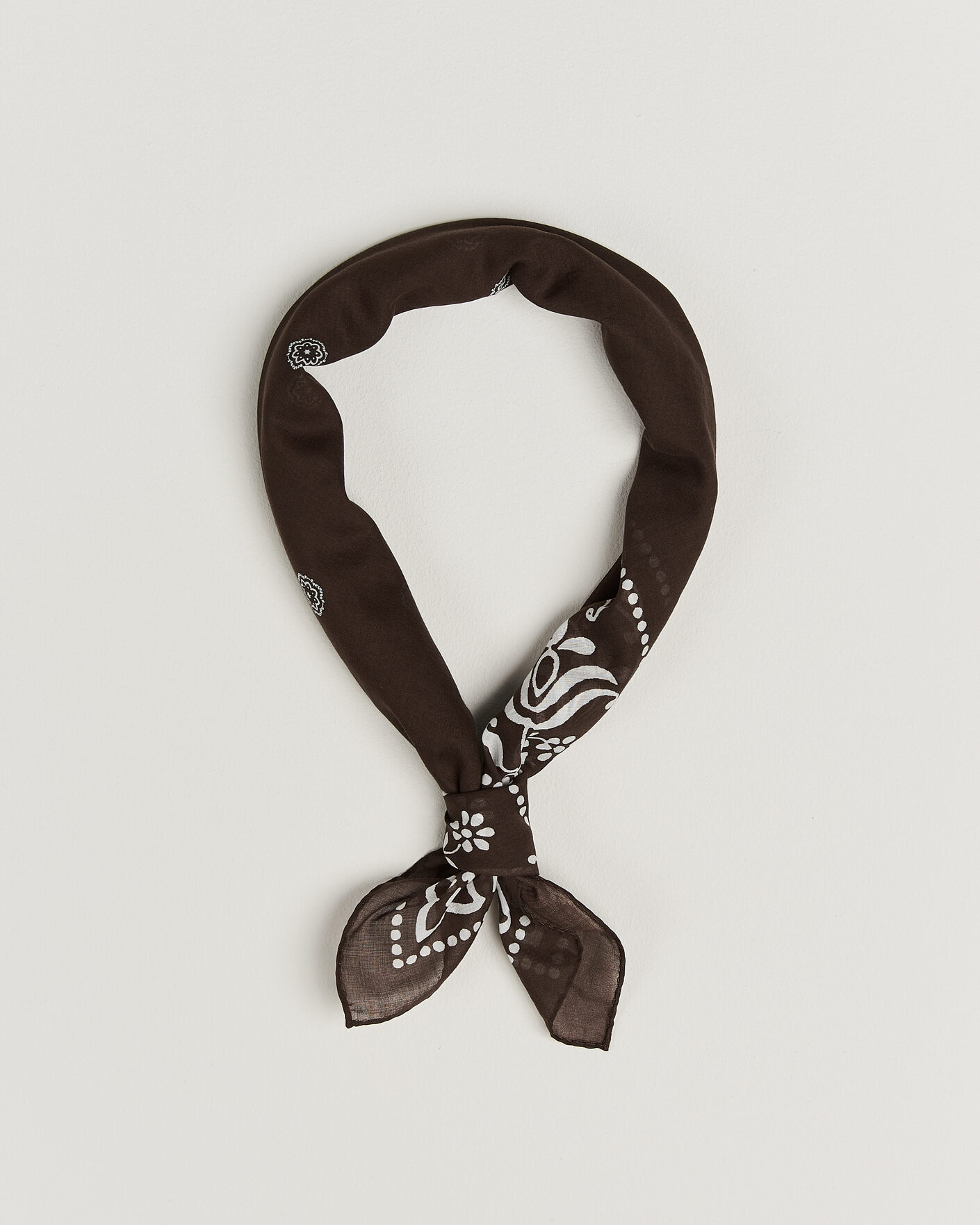 Men | Dress Scarves | Amanda Christensen | Cotton Voile Printed Flower Bandana Brown