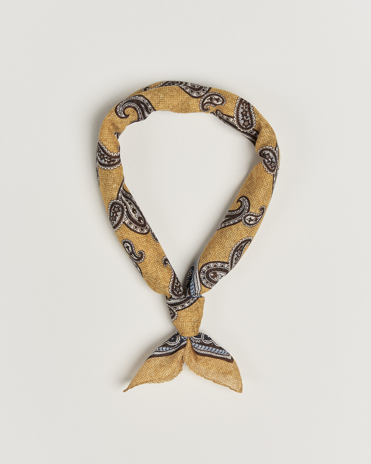 Men | Dress Scarves | Amanda Christensen | Cotton Voile Printed Paisley Bandana Yellow
