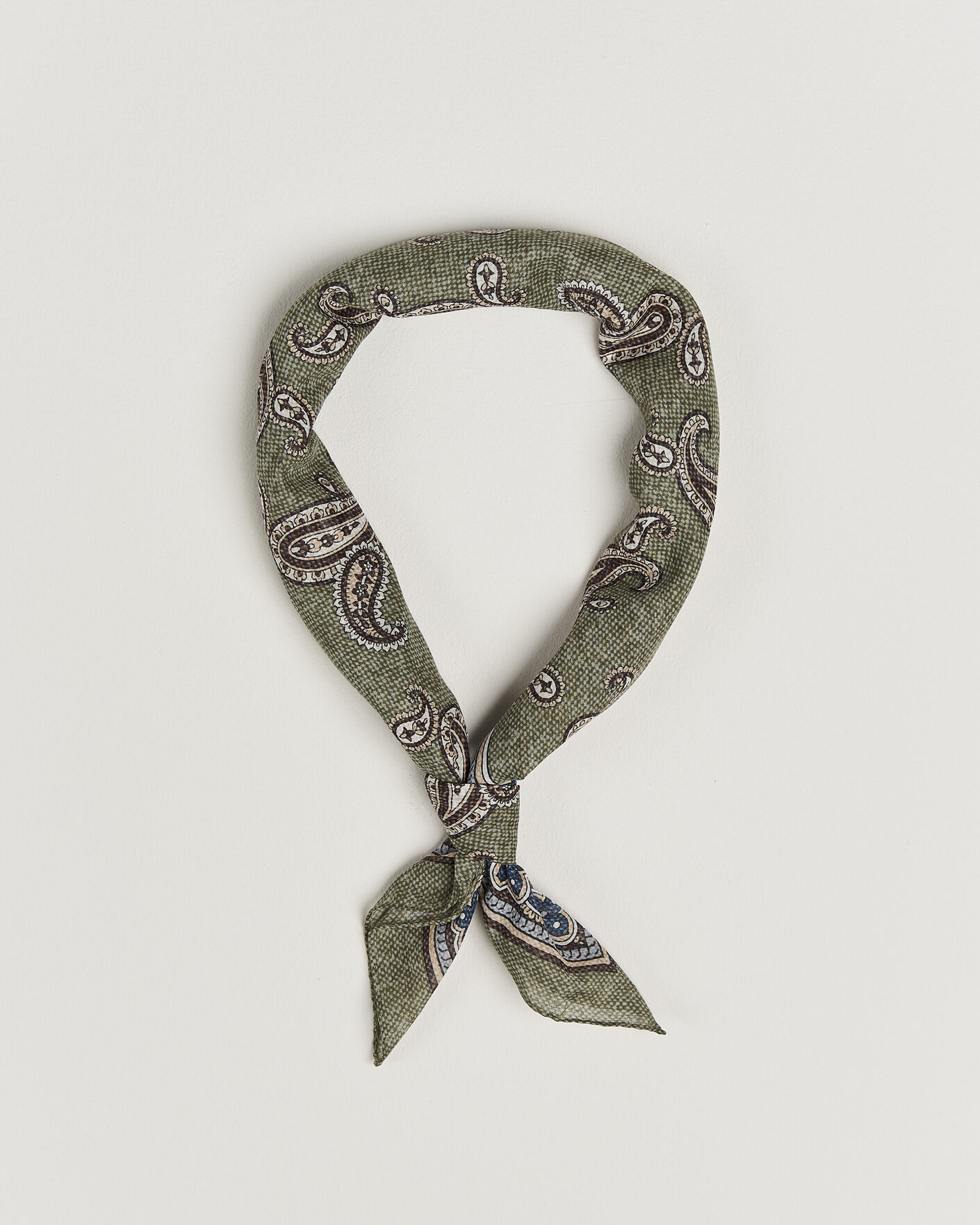 Men | Dress Scarves | Amanda Christensen | Cotton Voile Printed Paisley Bandana Green