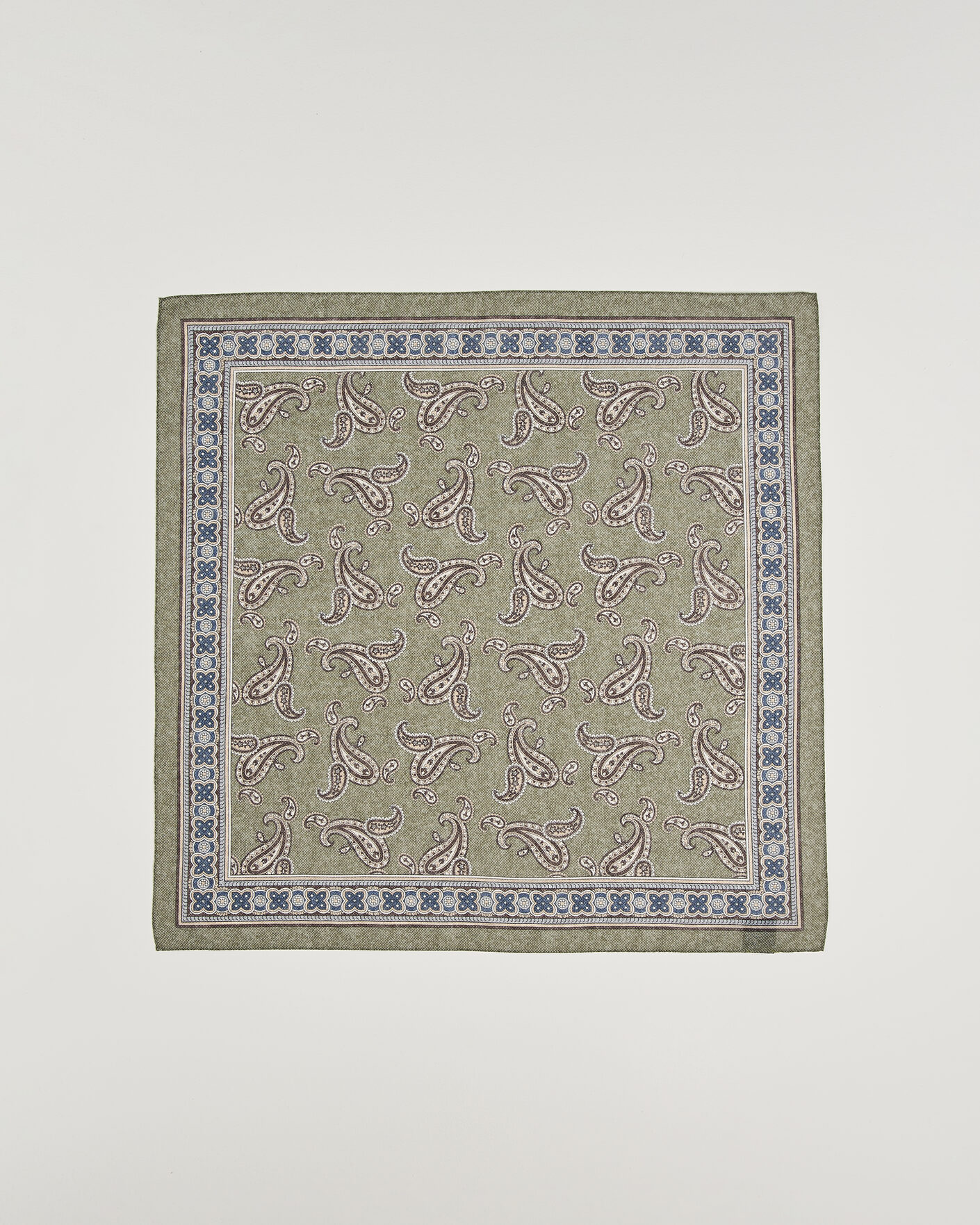 Men | Dress Scarves | Amanda Christensen | Cotton Voile Printed Paisley Bandana Green
