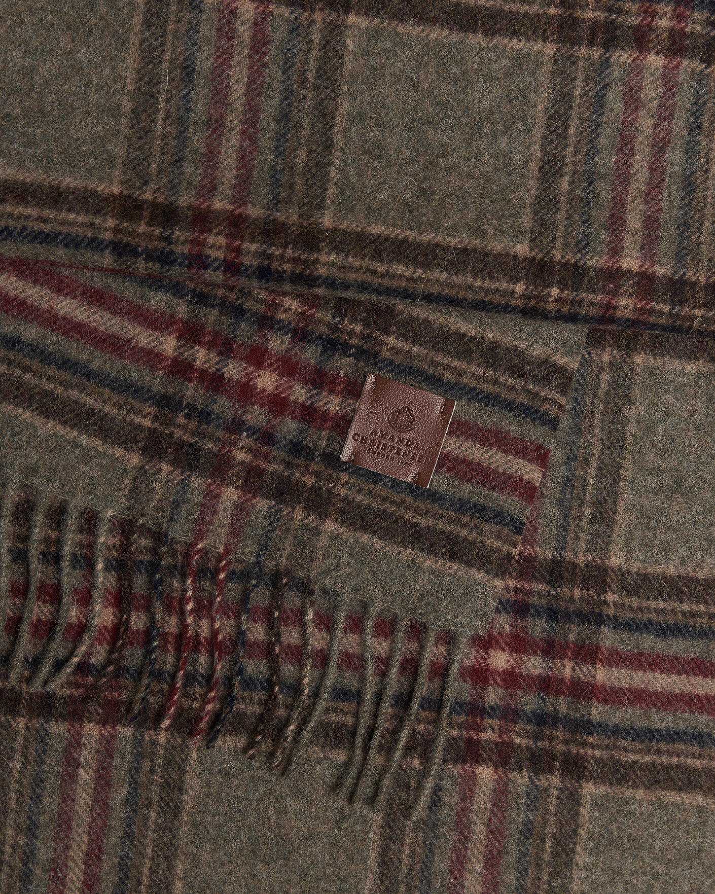 Men | Scarves | Amanda Christensen | Wool Check Scarf Green