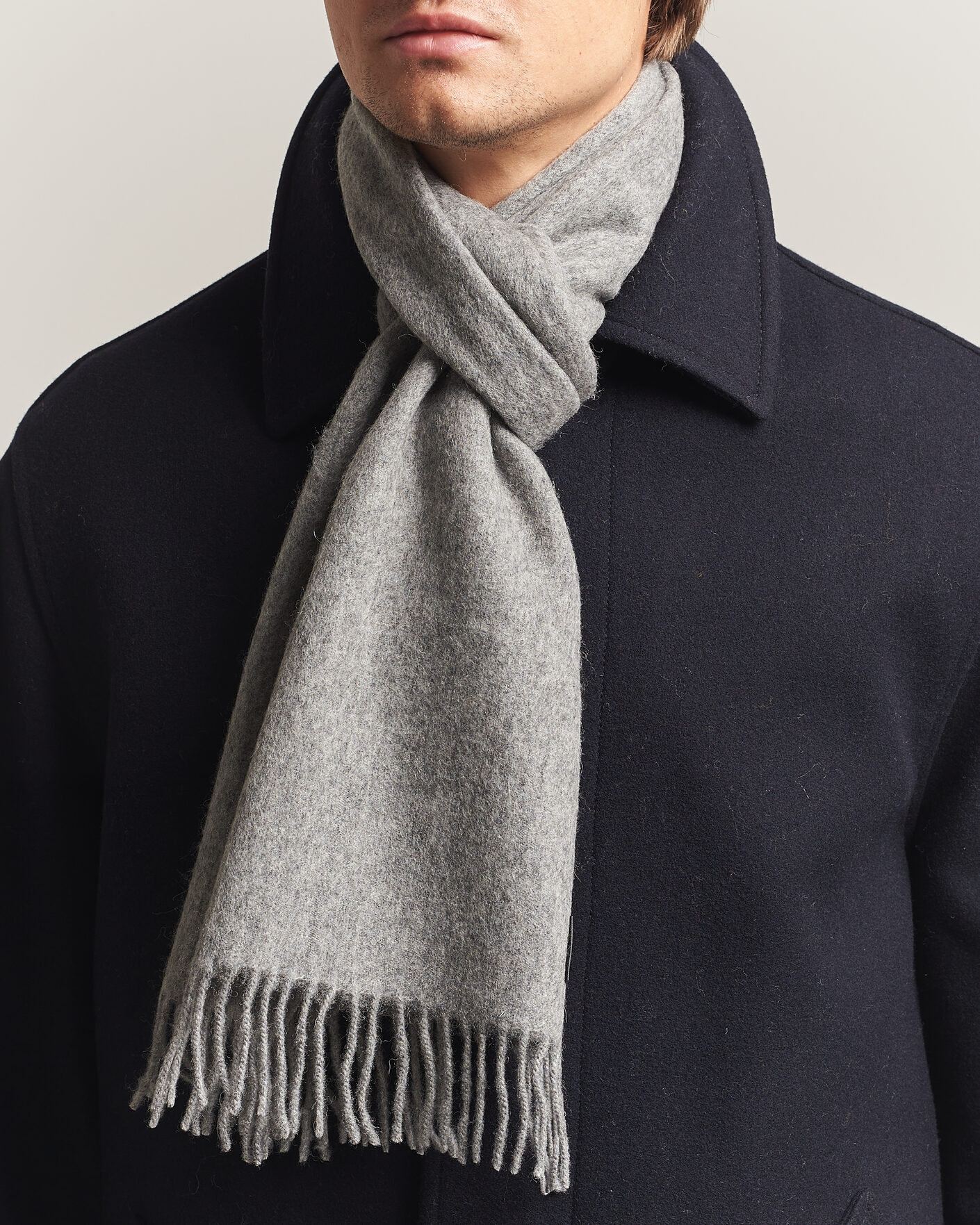 Men | Scarves | Amanda Christensen | Wool Scarf Light Grey Melange
