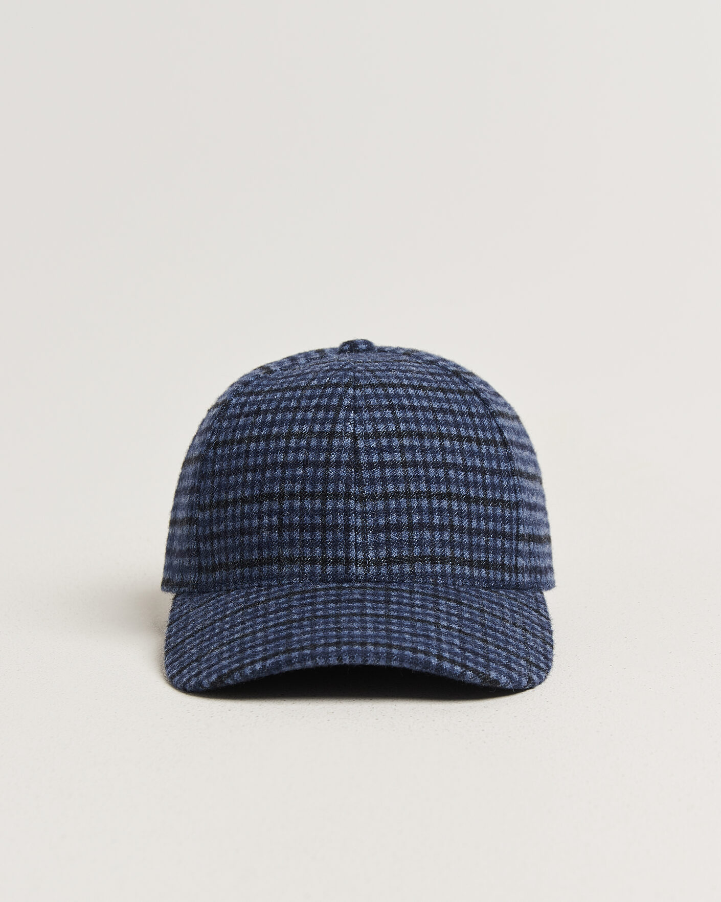 Men | Hats & Caps | Varsity Headwear | Mohair Wool Checked Baseball Cap Navy