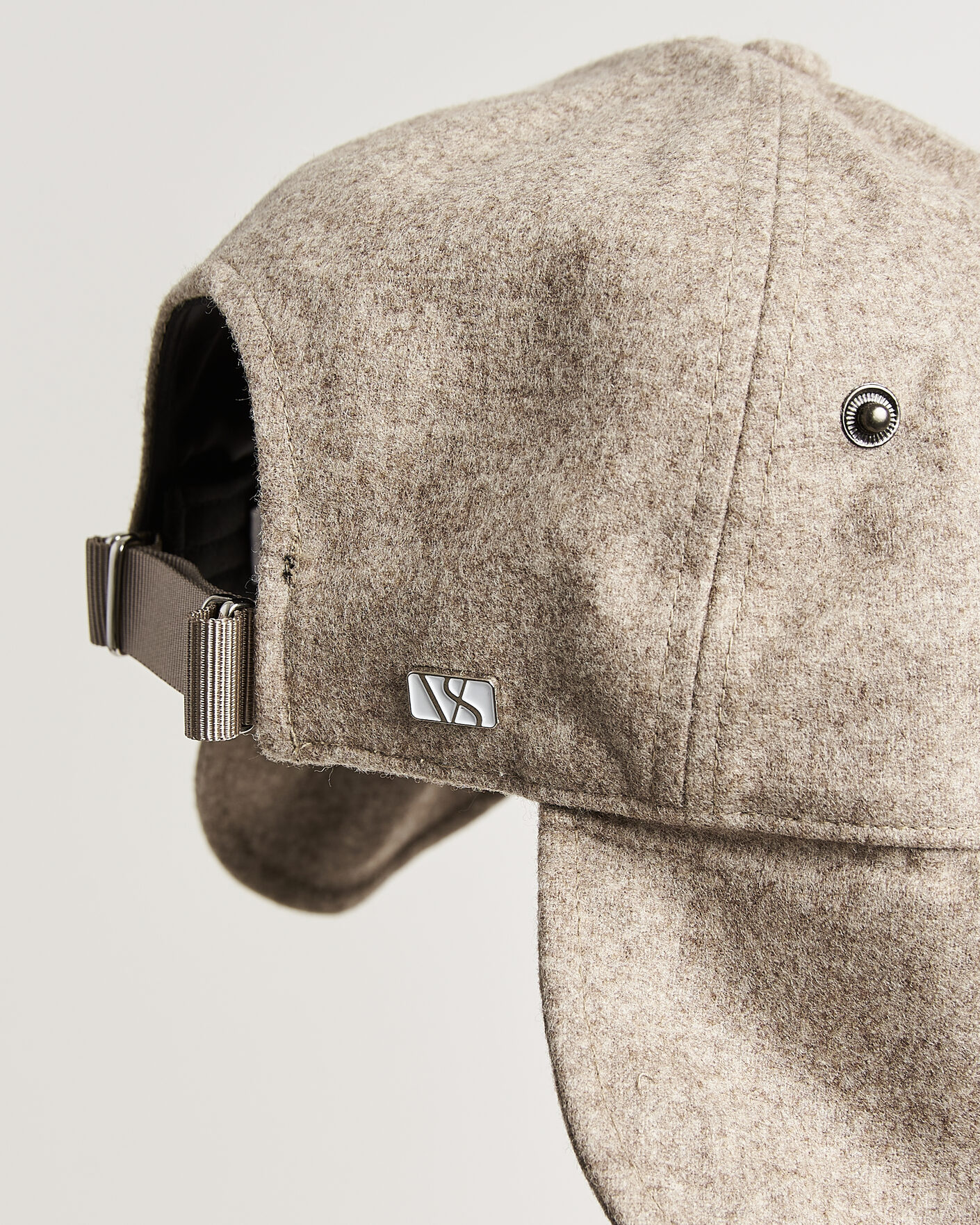 Men | Hats & Caps | Varsity Headwear | Merino Wool Earflap Baseball Cap Umber Beige