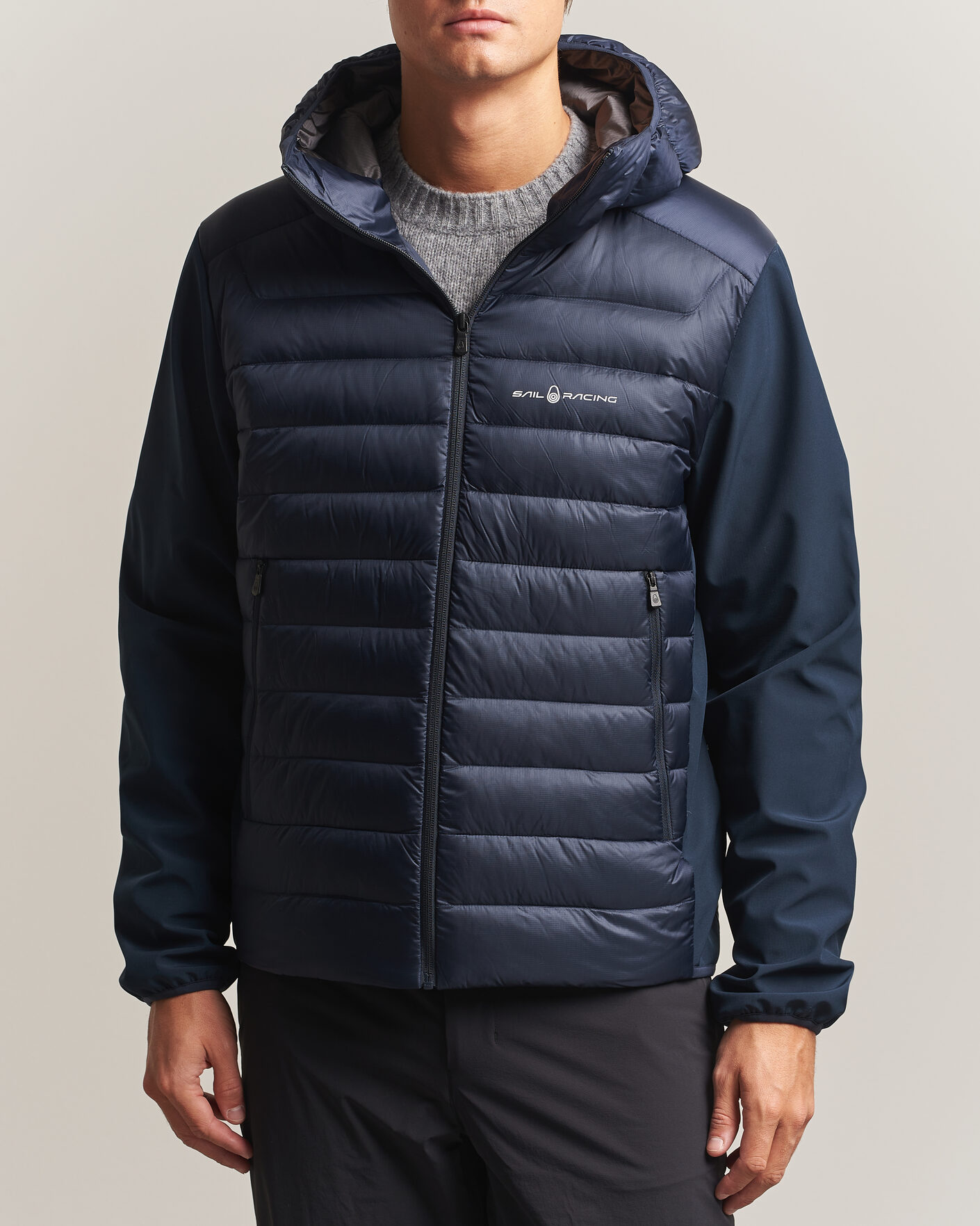 Men | Coats & Jackets | Sail Racing | Spray Down Hooded Hybrid Jacket Dark Navy