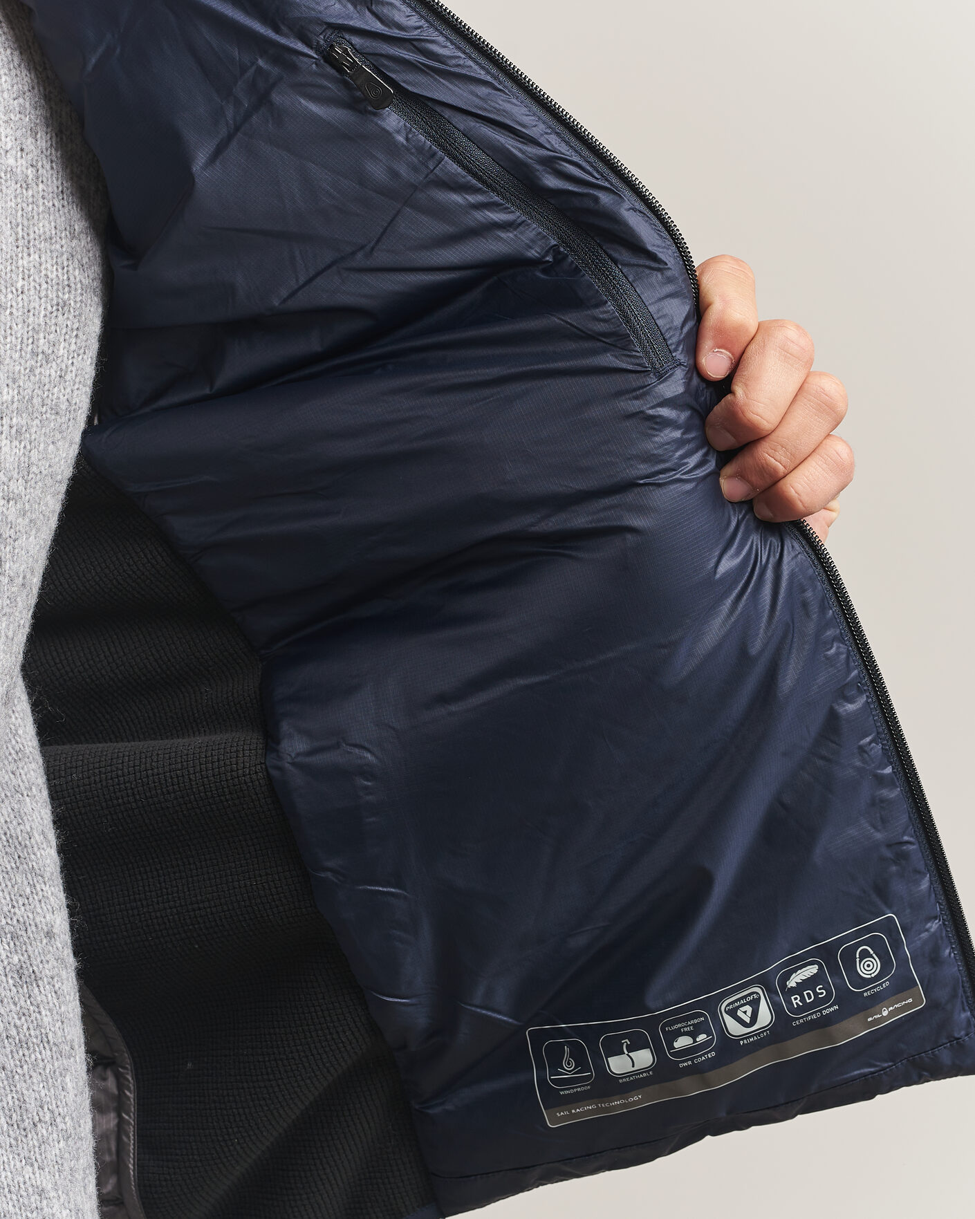 Men | Coats & Jackets | Sail Racing | Spray Down Hooded Hybrid Jacket Dark Navy