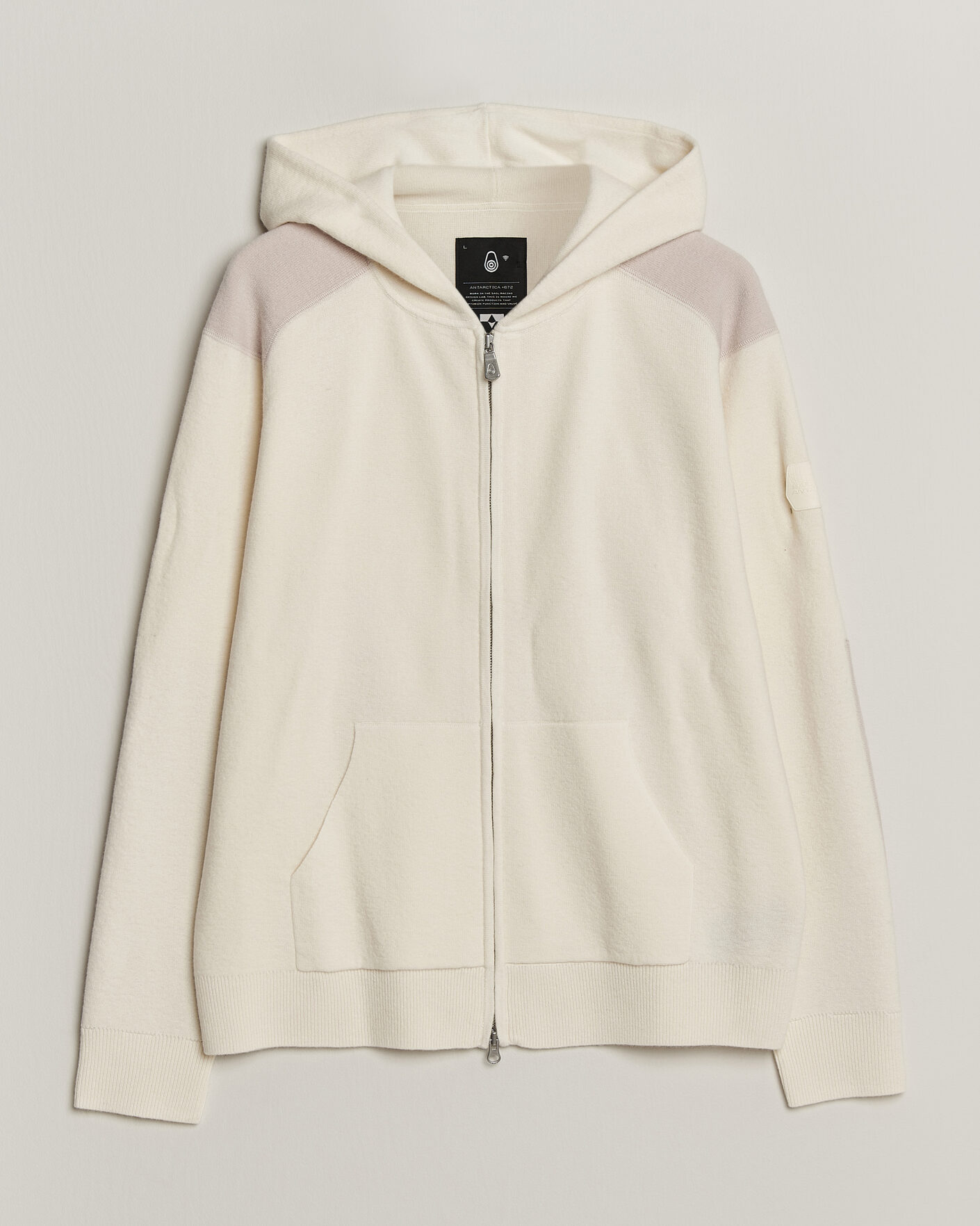 Men | Sweaters & Knitwear | Sail Racing | Spine Wool Knitted Full Zip Hoodie Off White