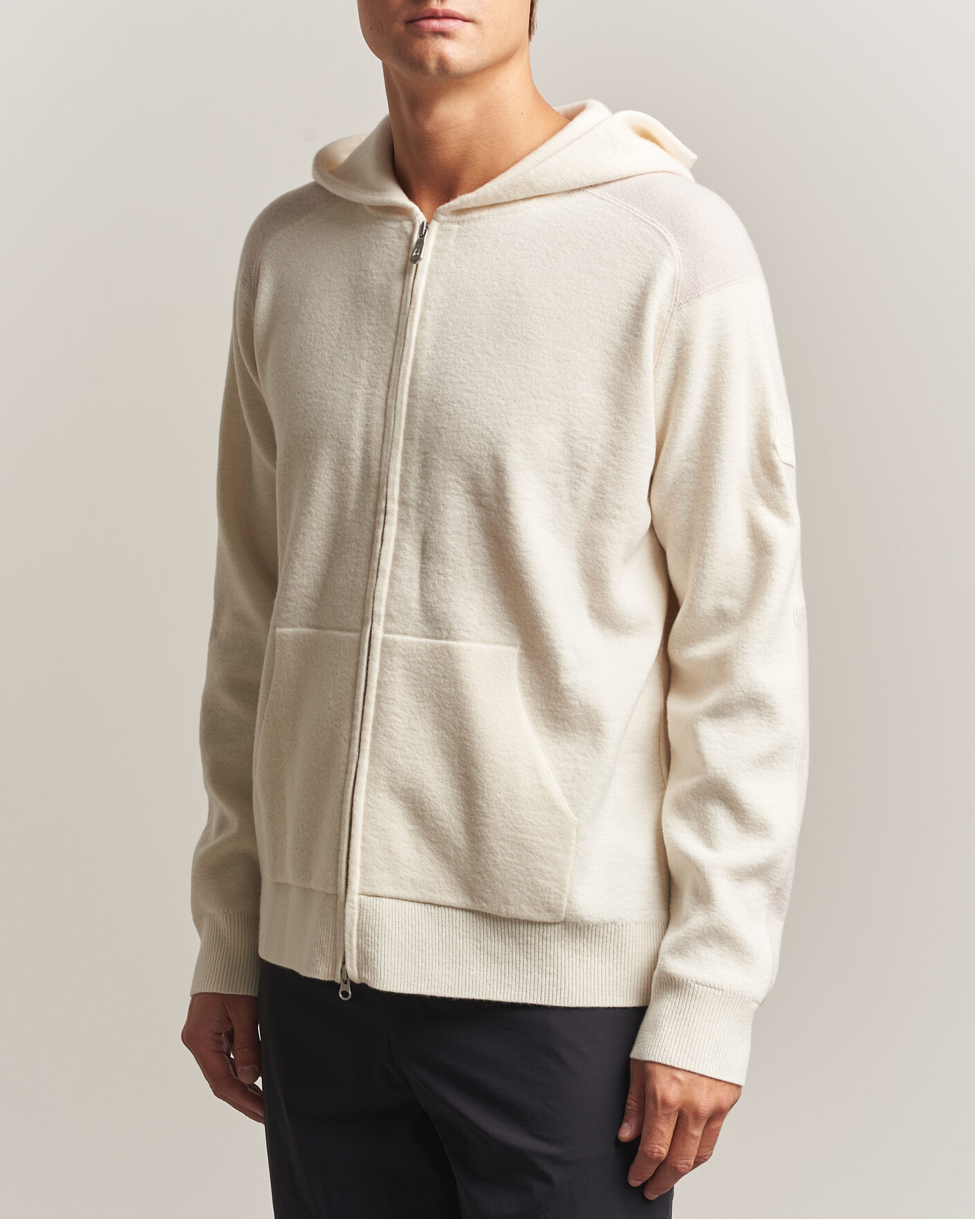 Men | Sweaters & Knitwear | Sail Racing | Spine Wool Knitted Full Zip Hoodie Off White