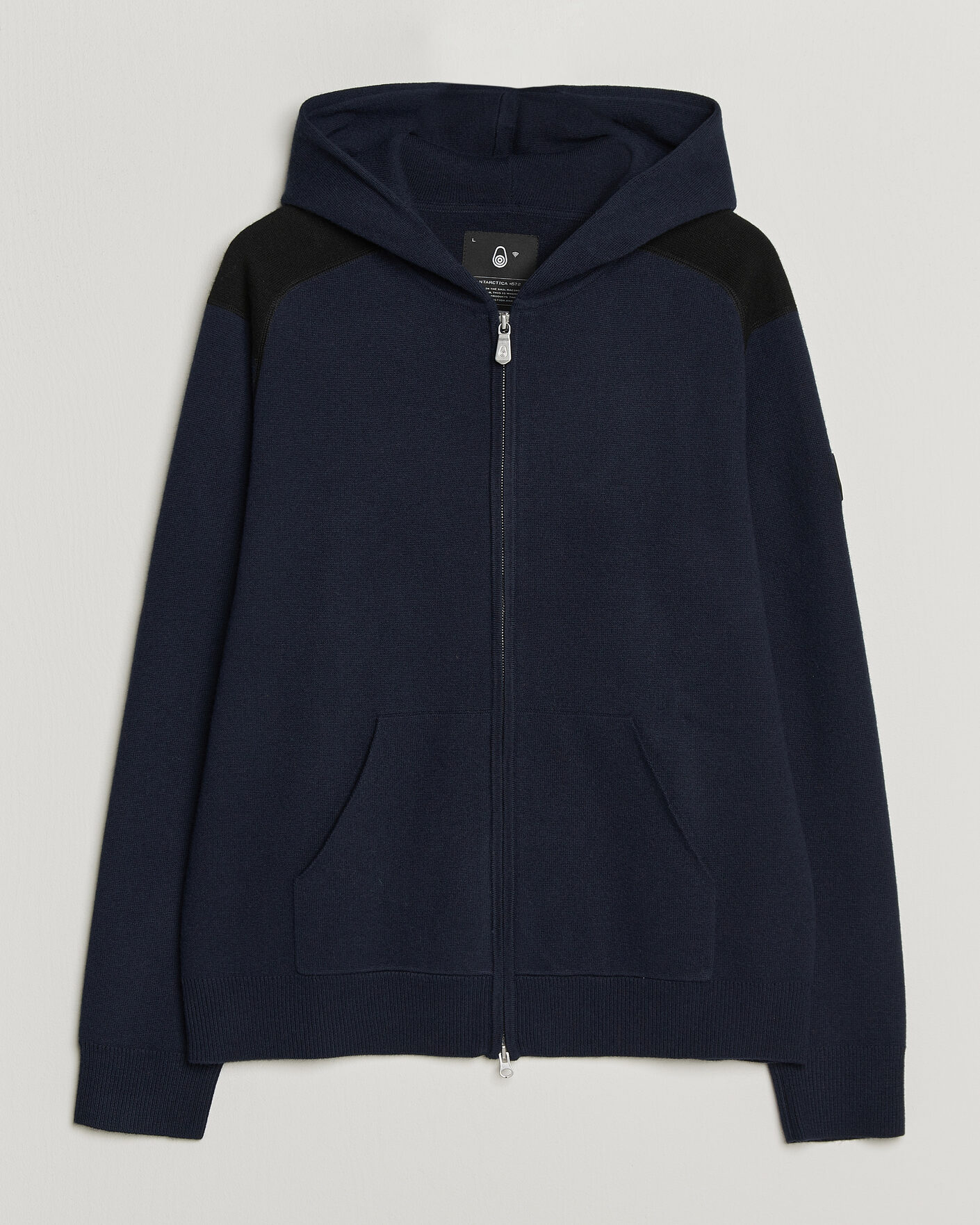 Men | Sweaters & Knitwear | Sail Racing | Spine Wool Knitted Full Zip Hoodie Dark Navy