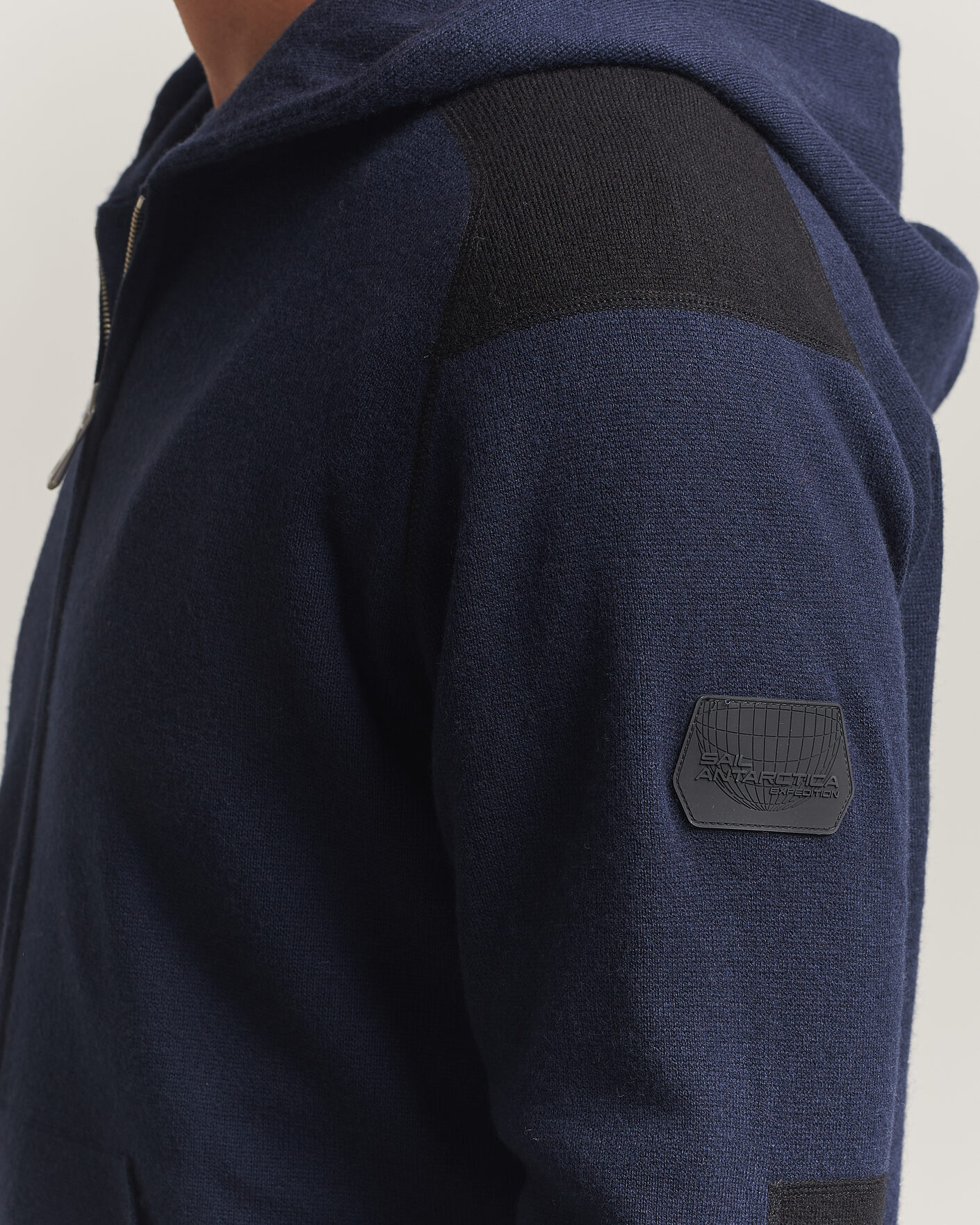 Men | Sweaters & Knitwear | Sail Racing | Spine Wool Knitted Full Zip Hoodie Dark Navy
