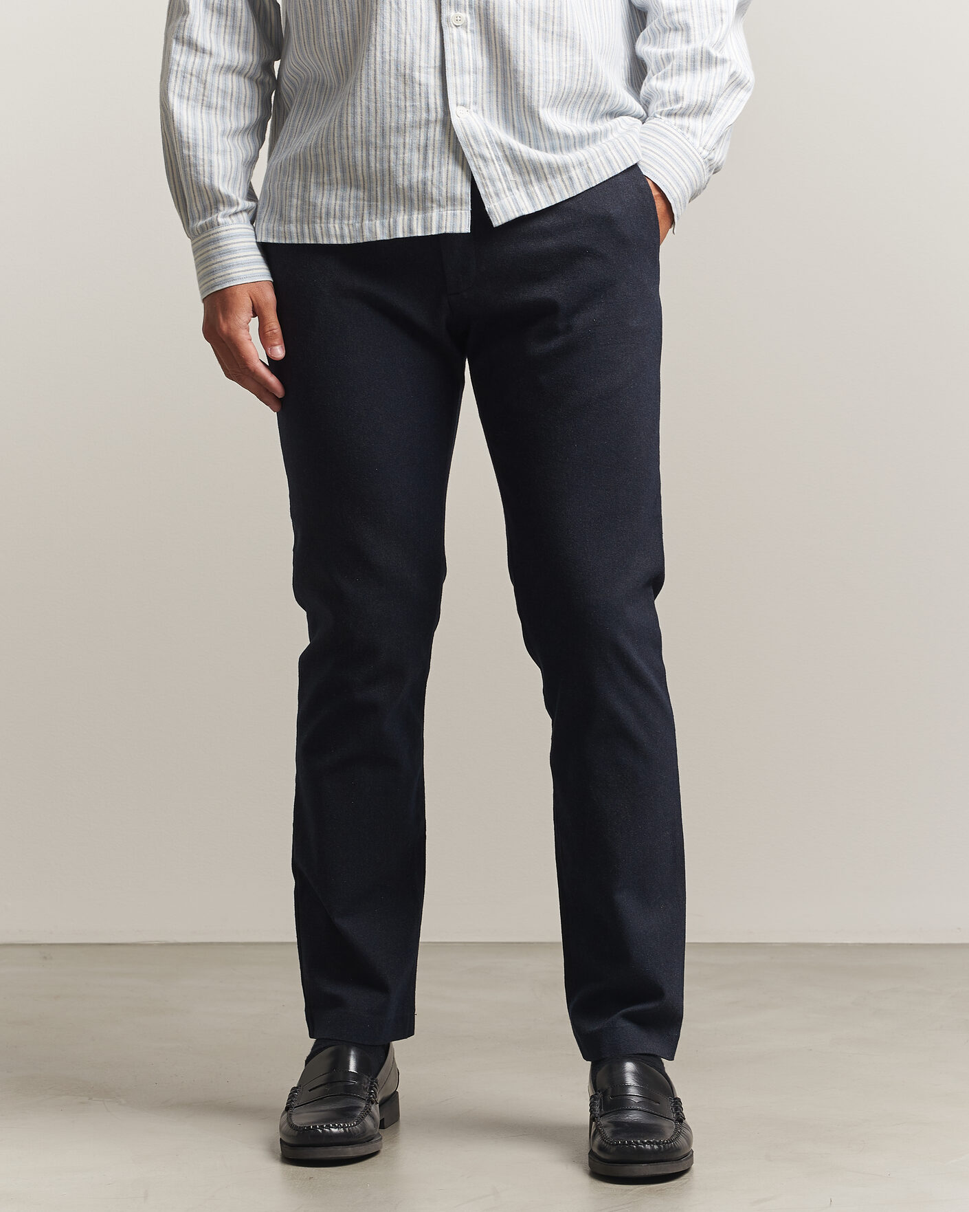 Men | Trousers | NN07 | Theo Brushed Cotton Trousers Deep Navy