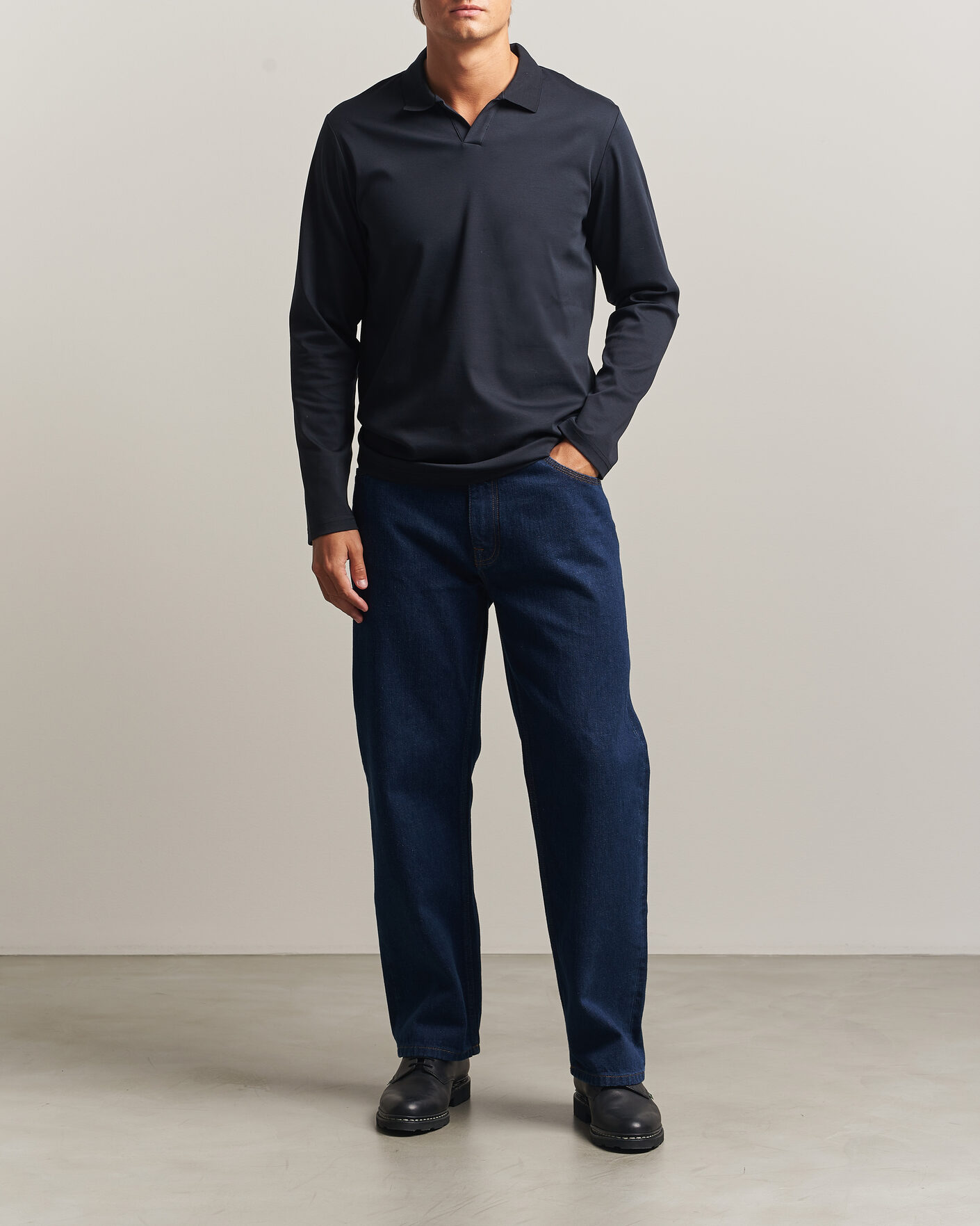 Men | Polo Shirts | NN07 | Paul Long Sleeve Polo Deep Navy