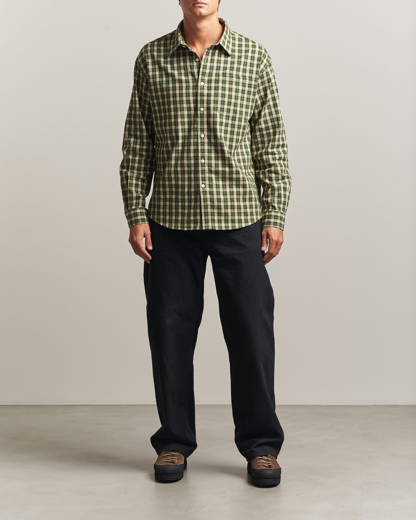 Men | Shirts | NN07 | Deon Flannel Shirt Eden Green Check